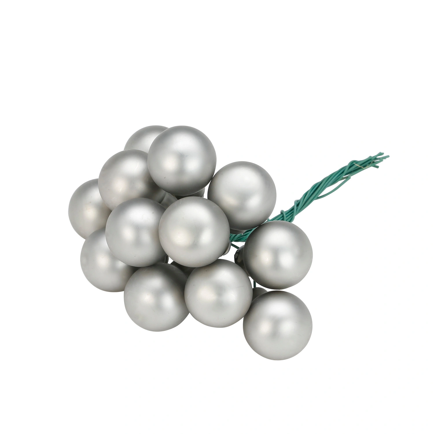 Christbaumschmuck, Ø: 2 cm, Uni, zinnfarben, 12 Stück