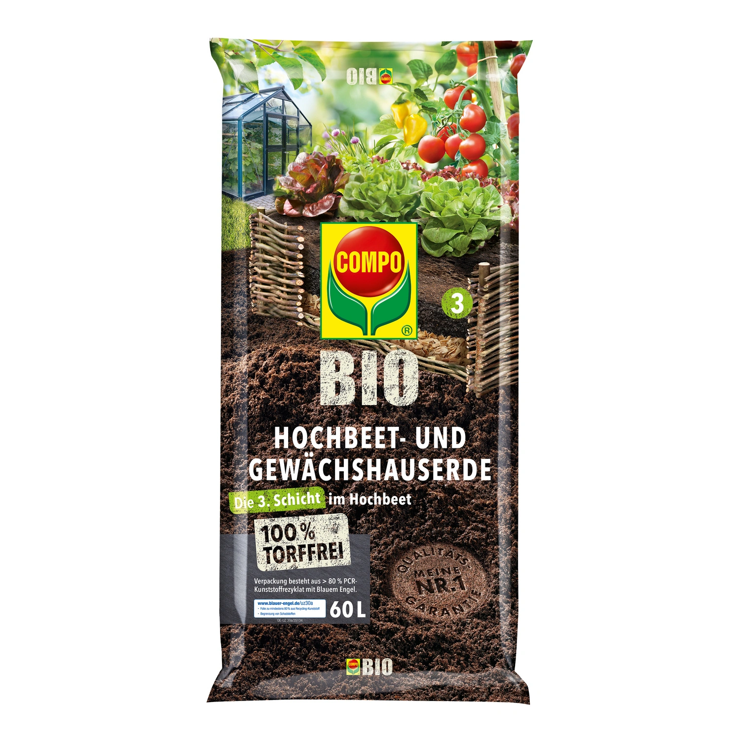 COMPO BIO Hochbeet-/Gewächshauserde, 60l