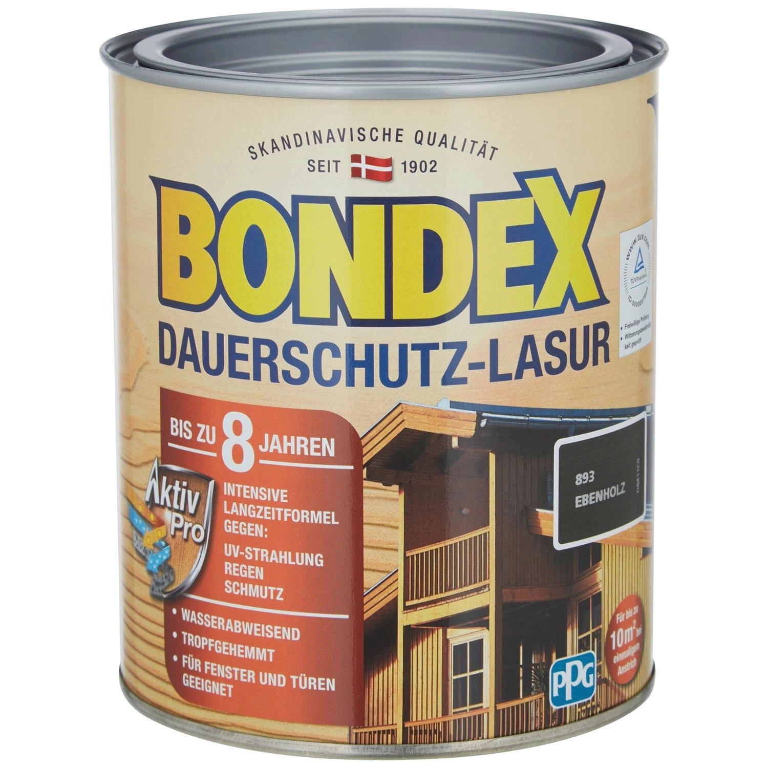 Dauerschutzlasur, ebenholz, lasierend, 0.75l