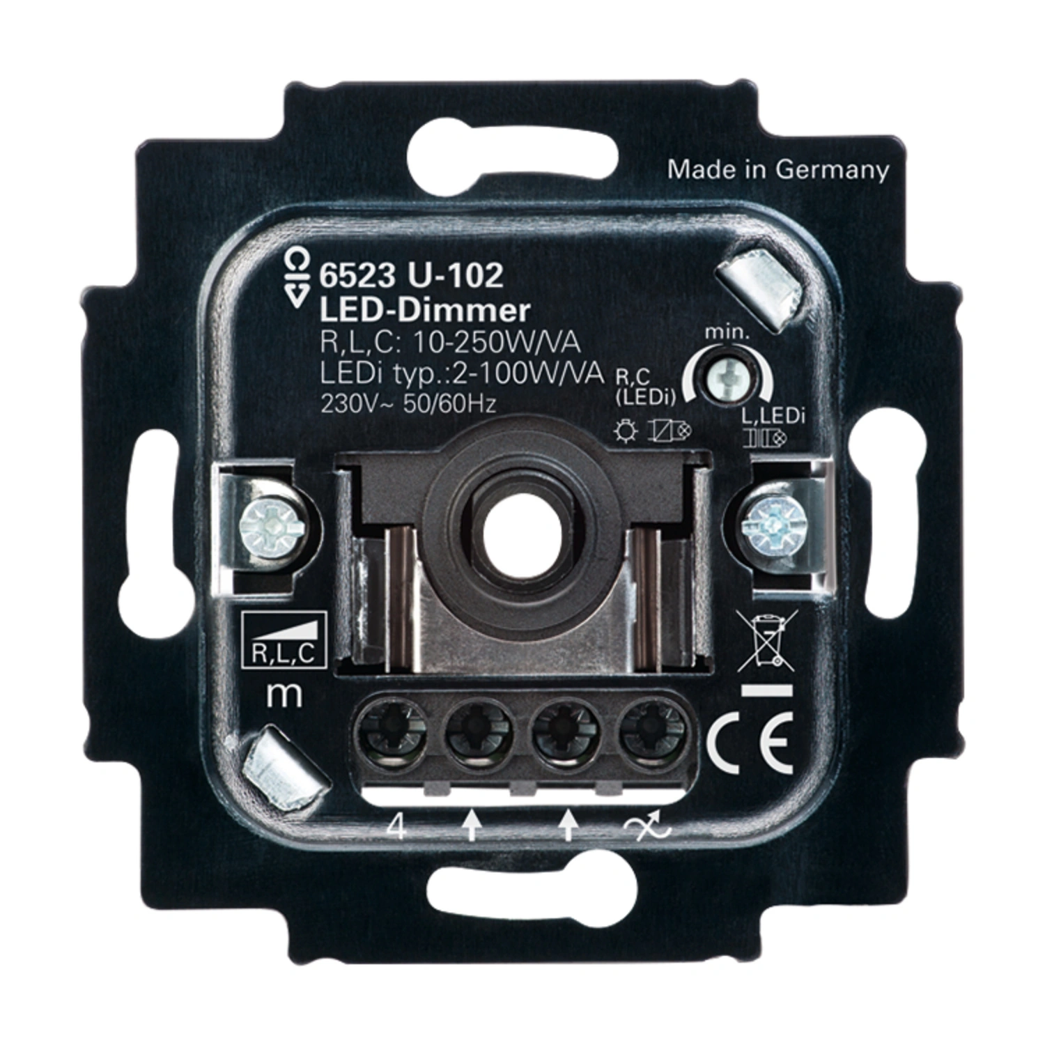 Dimmer, Metall, Schwarz, 100 W, 230 V