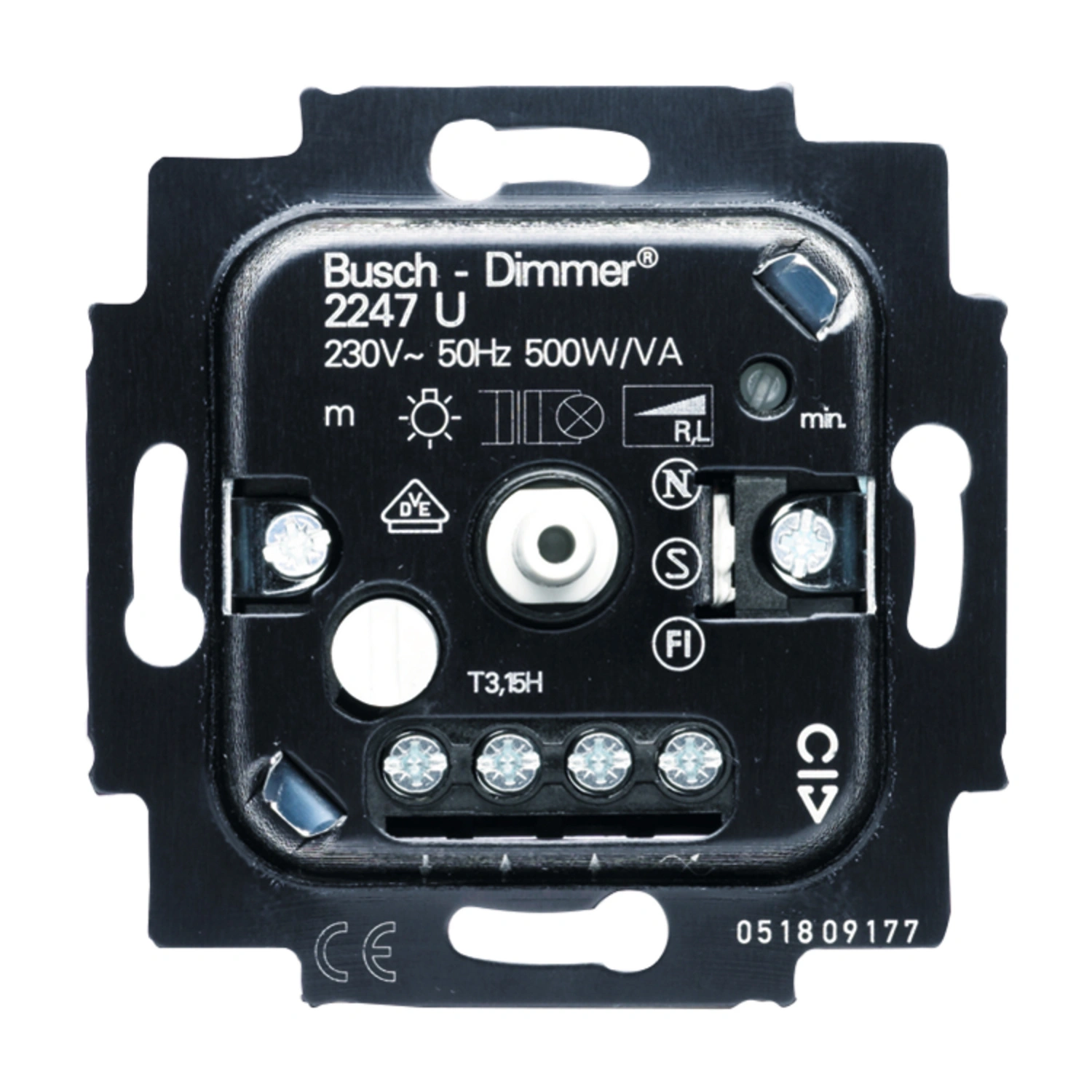 Dimmer, Metall, Schwarz, 500 W