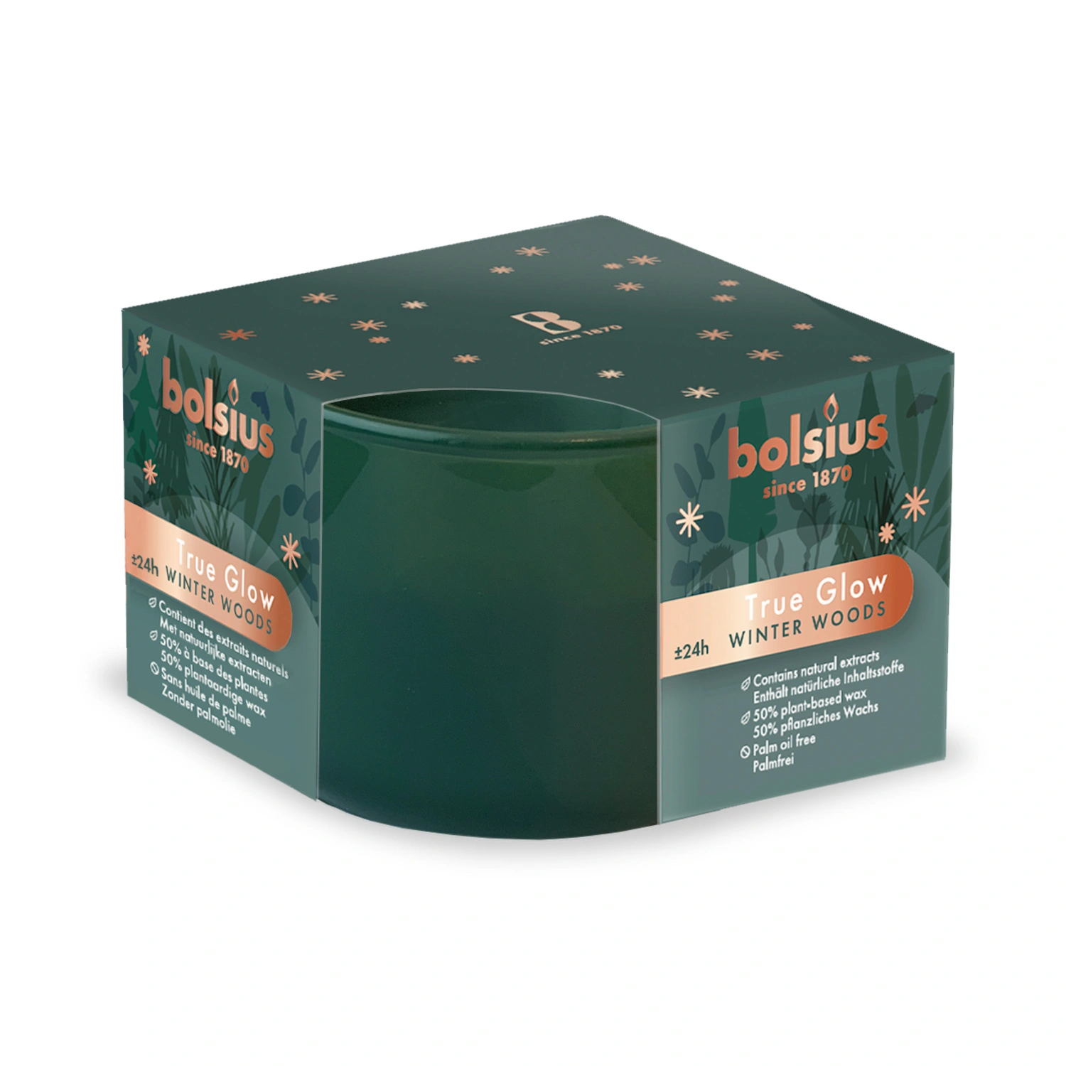 Duftkerze »True Scents«, Winterwald, grün, 6 Stück