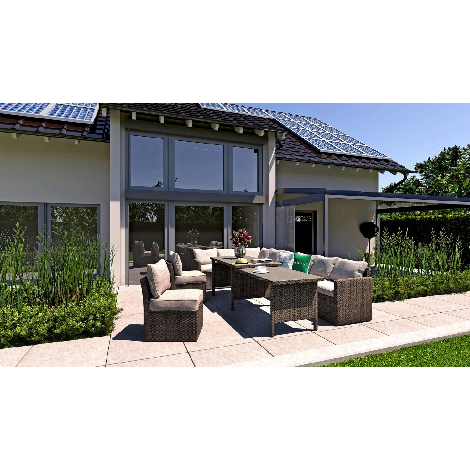 Eckloungeset »Corinto«, 6 Sitzplätze, Stahl/Kunststoff, mangrove-braun