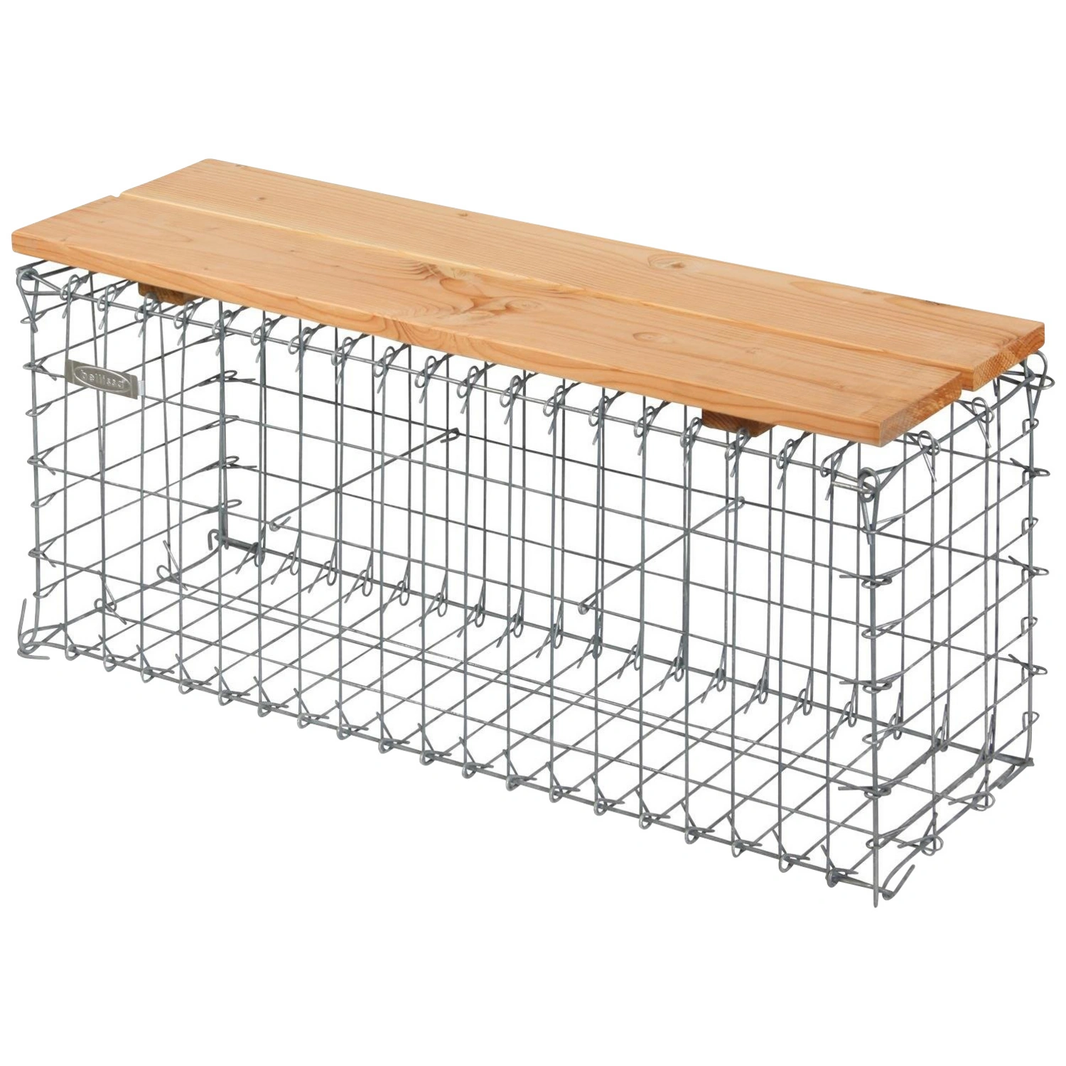 Gabionenbank, BxHxL: 30 x 46 x 100 cm, Stahl/Douglasienholz