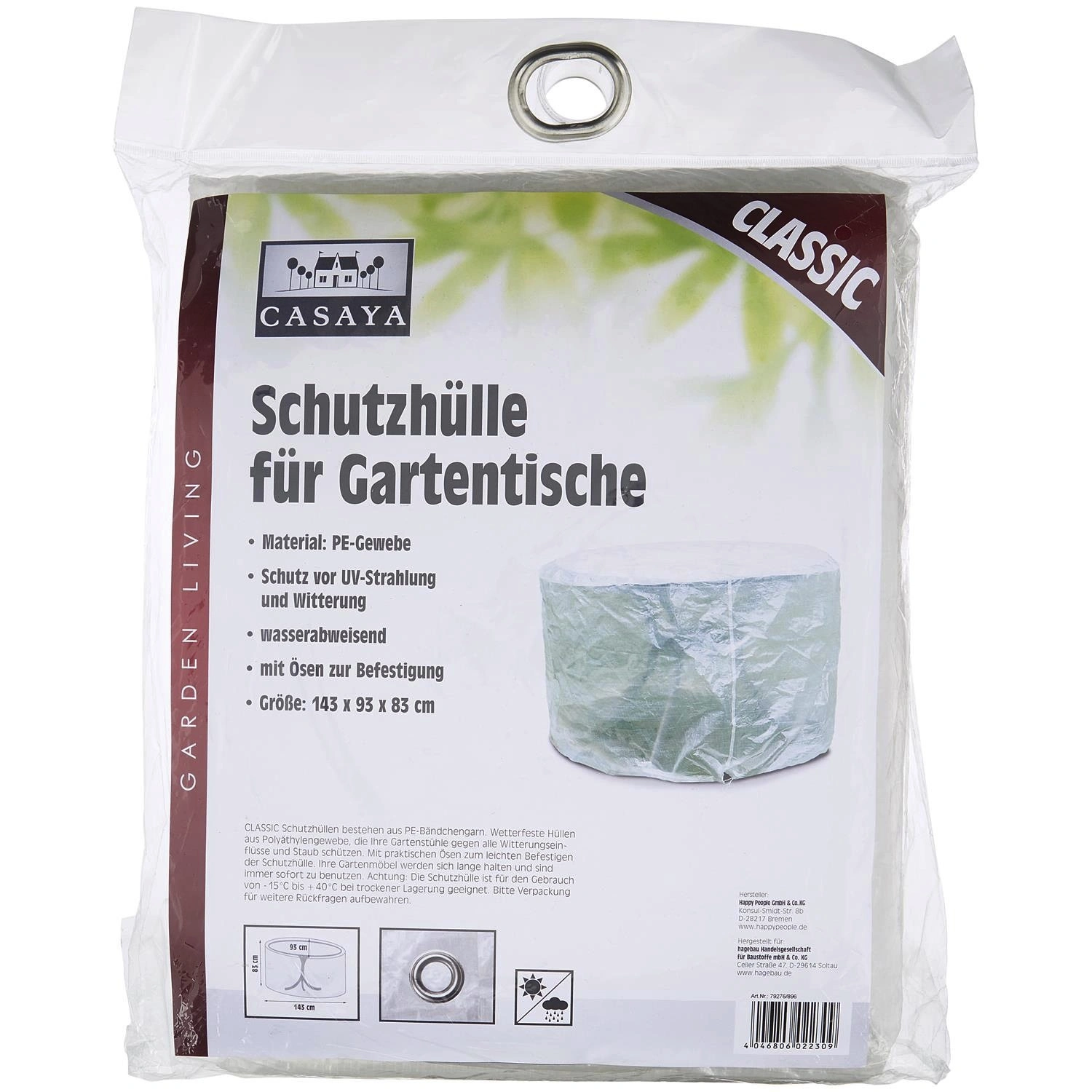 Gartentisch-Schutzhülle »Classic«, BxHxT: 143 x 83 x 93 cm, Kunststoff
