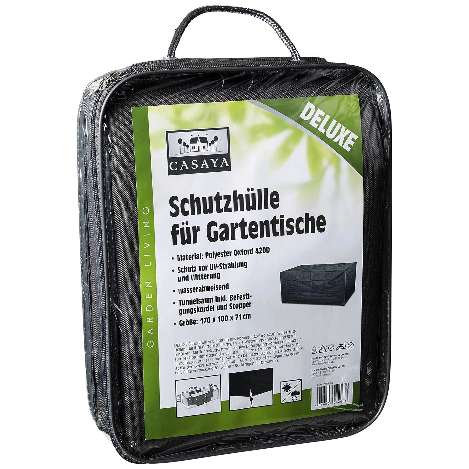 Gartentisch-Schutzhülle »Deluxe«, BxHxT: 170 x 71 x 100 cm, Kunstfaser