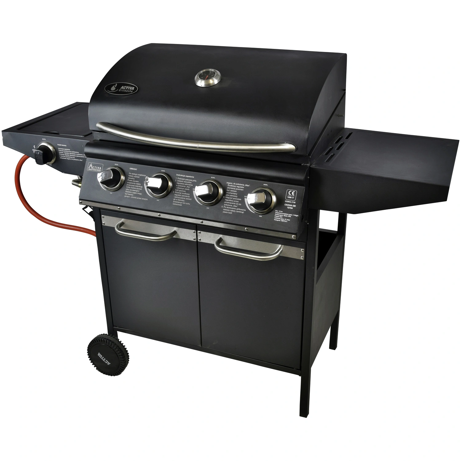 Gasgrill, 4 Brenner, Grillfläche: 2 x je 32 x 40 cm, mit Unterschrank