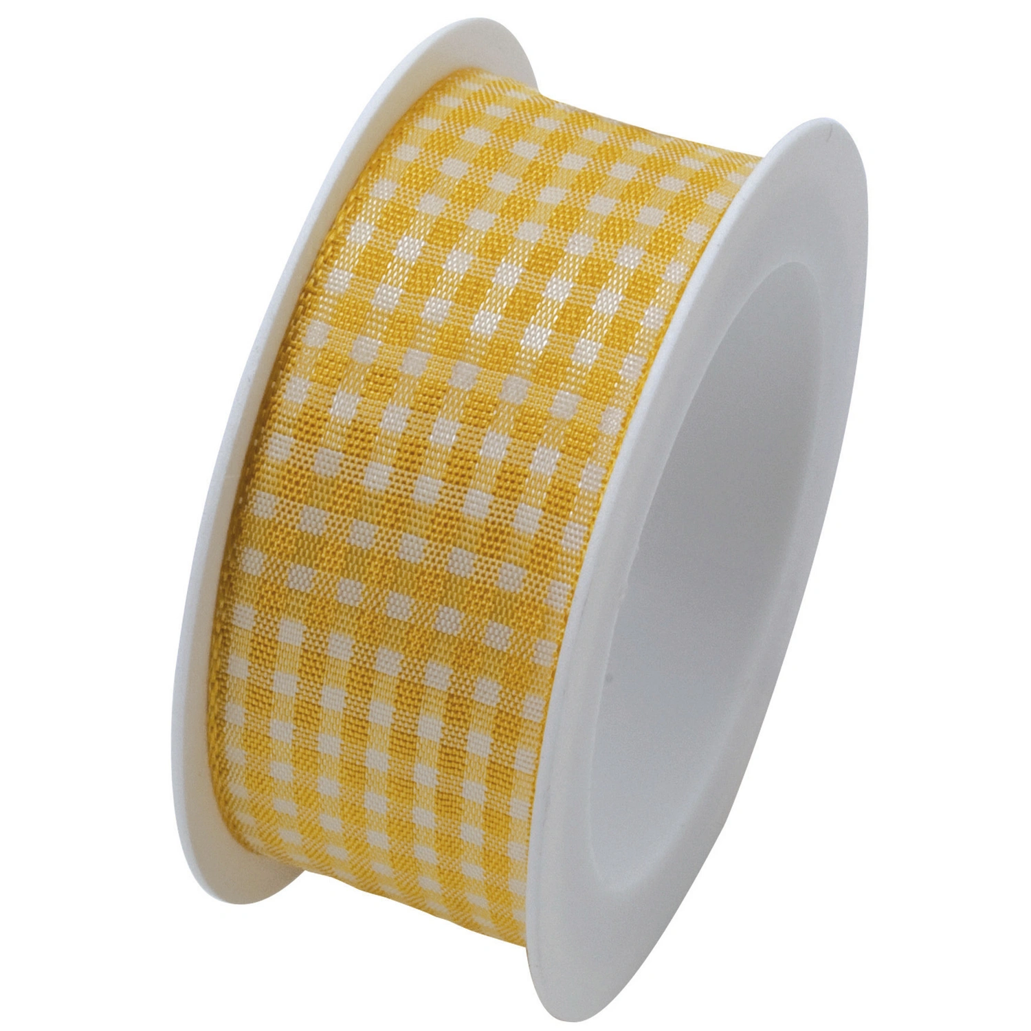 Geschenkband »Karo Vichy«, Taft, Länge: 200 cm, gelb