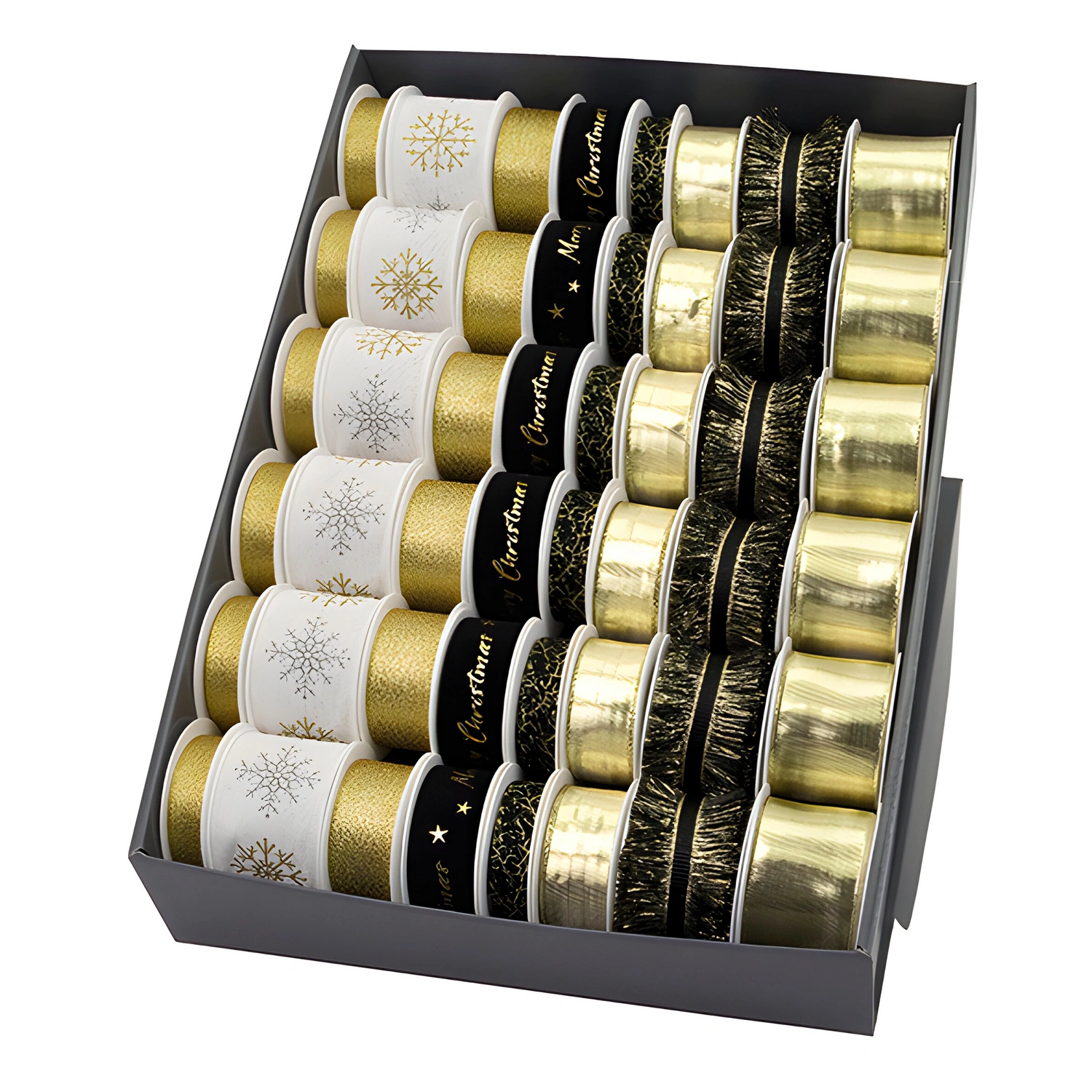 Geschenkband-Set, 48-tlg., Taft, schwarz/weiß
