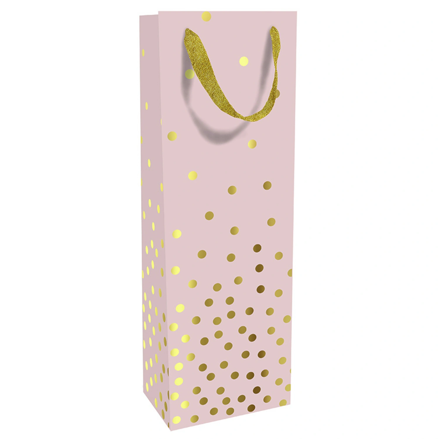Geschenktasche »Golden Dots«, Flaschentüte, Papier, puderfarben