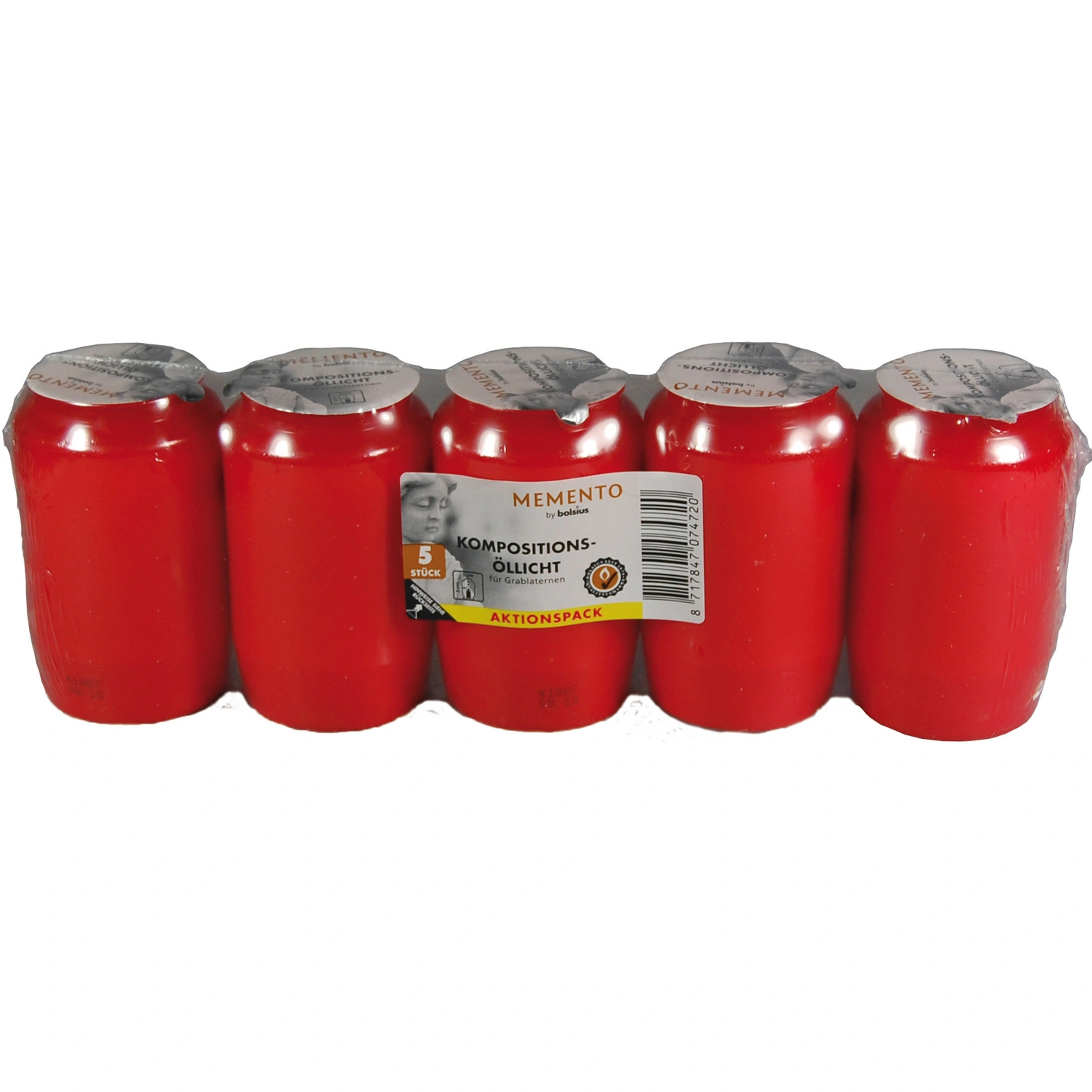 Grablicht, BxH: 28,5 x 9,5 cm, 5 Stück, rot