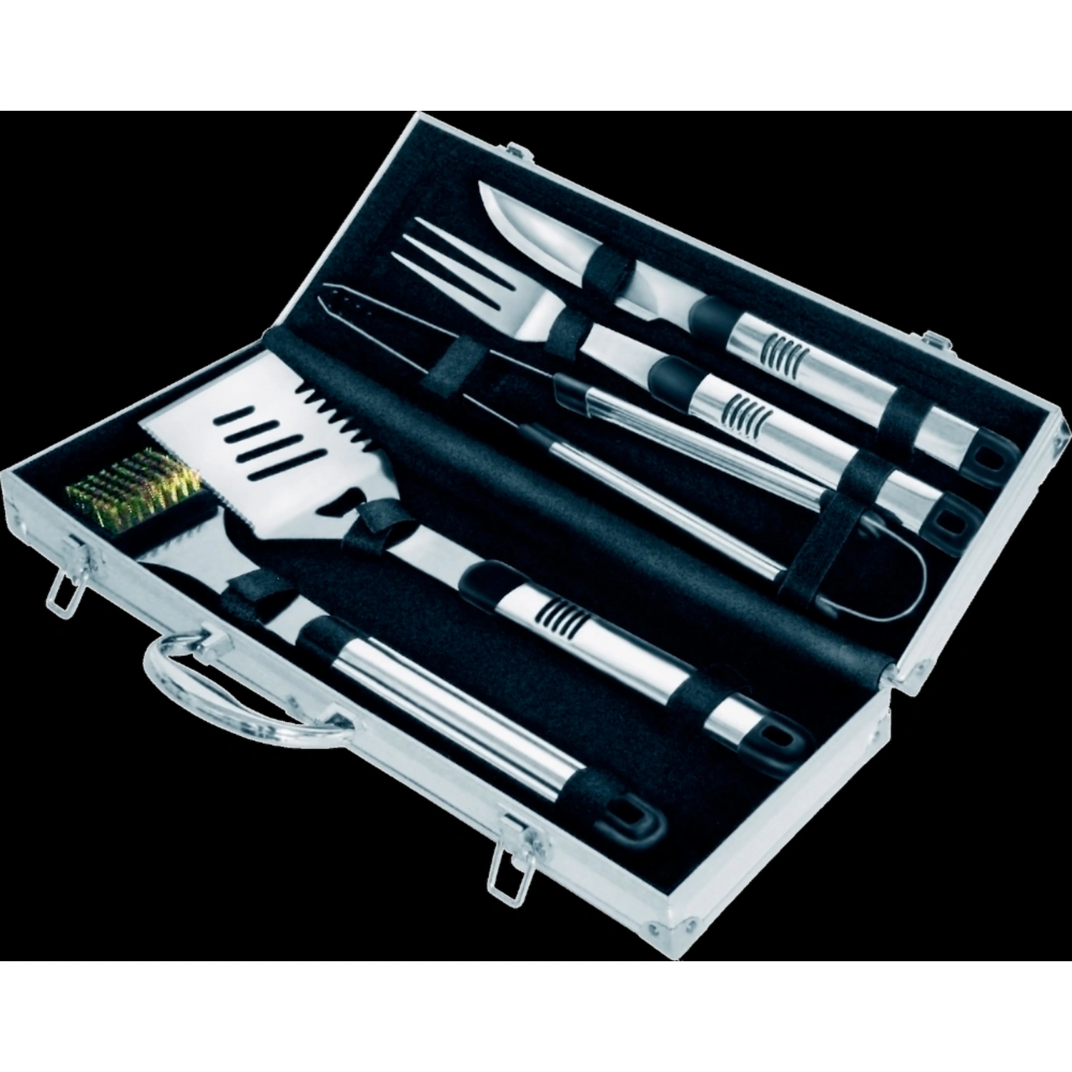 Grillbesteck, Länge: 45 cm, aus Stahl/Edelstahl/Messing