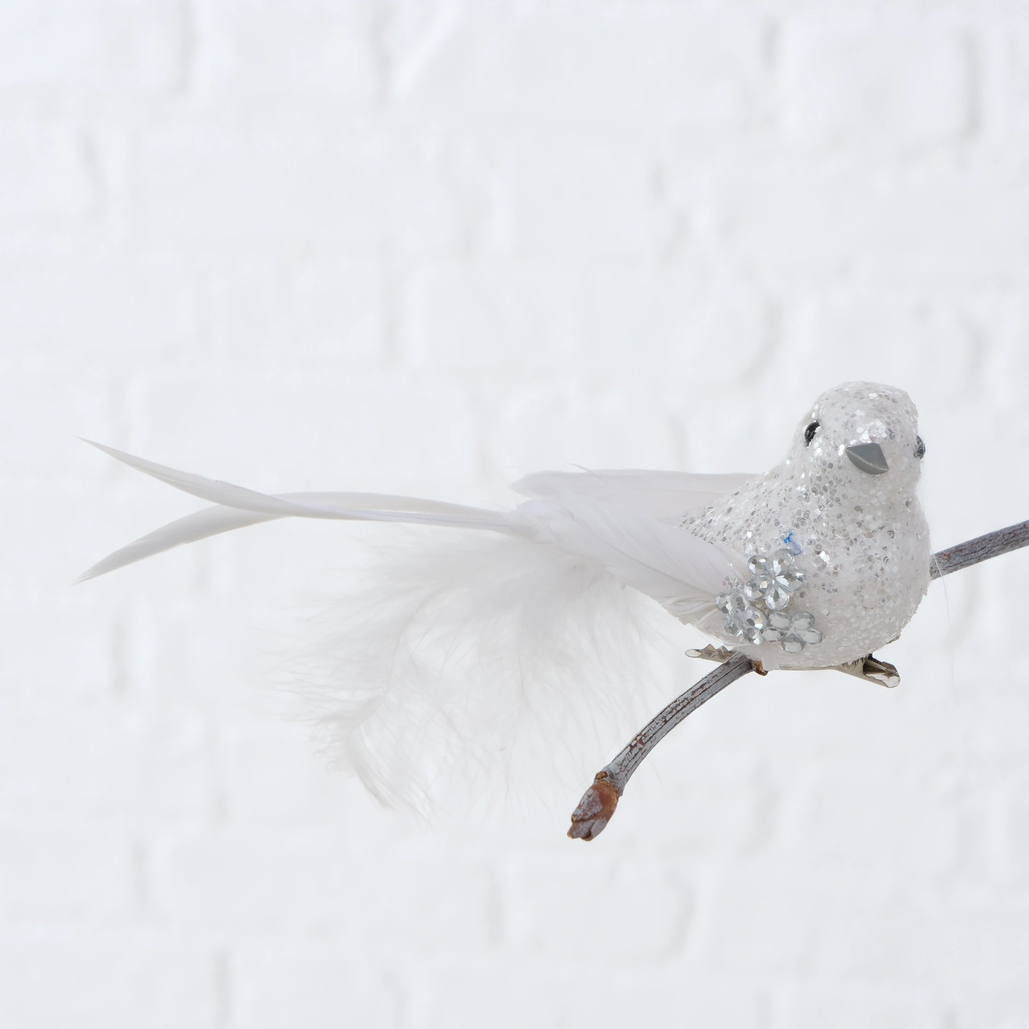 Hängefigur »Vogel mit Clip«, Federn, weiß