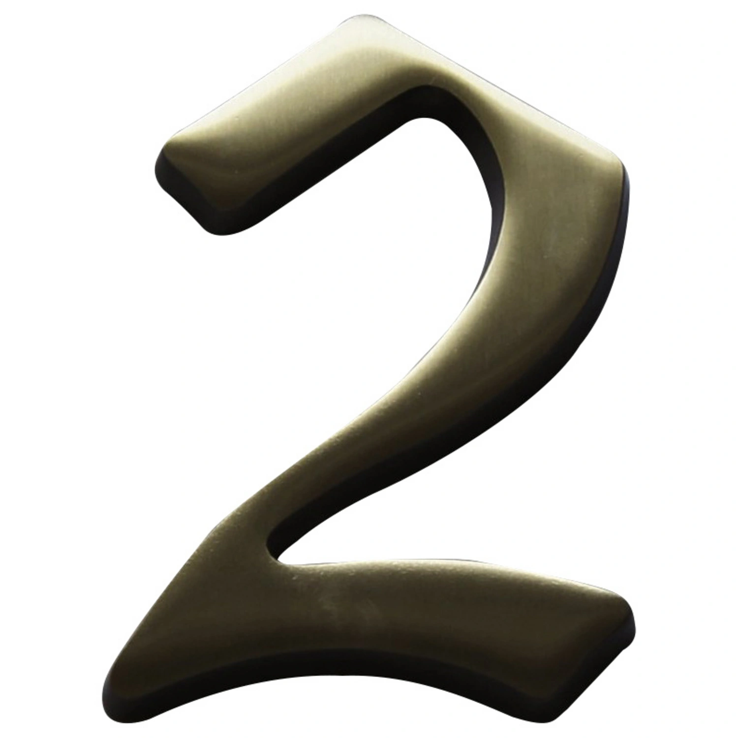 Hausnummer, 2, Braun, Messing, 11,7 x 17 x 1,8 cm