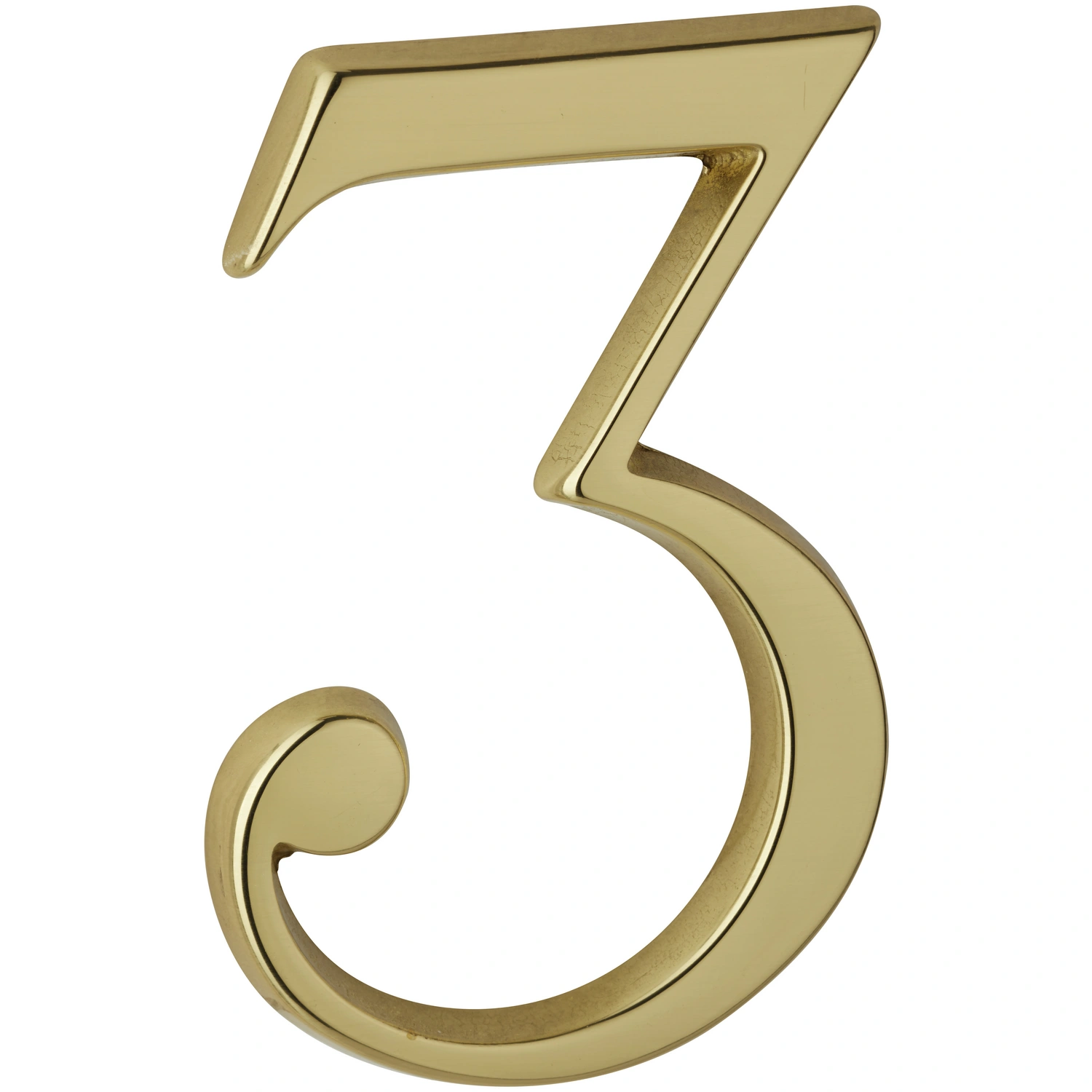 Hausnummer, 3, Gold, Messing, 8 x 11,5 x 0,5 cm