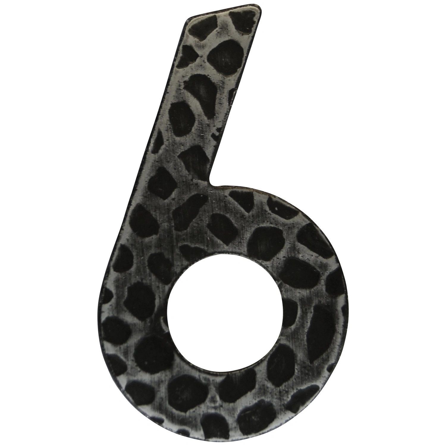 Hausnummer, 6, Schwarz, Eisen, 11,7 x 17 x 1,8 cm