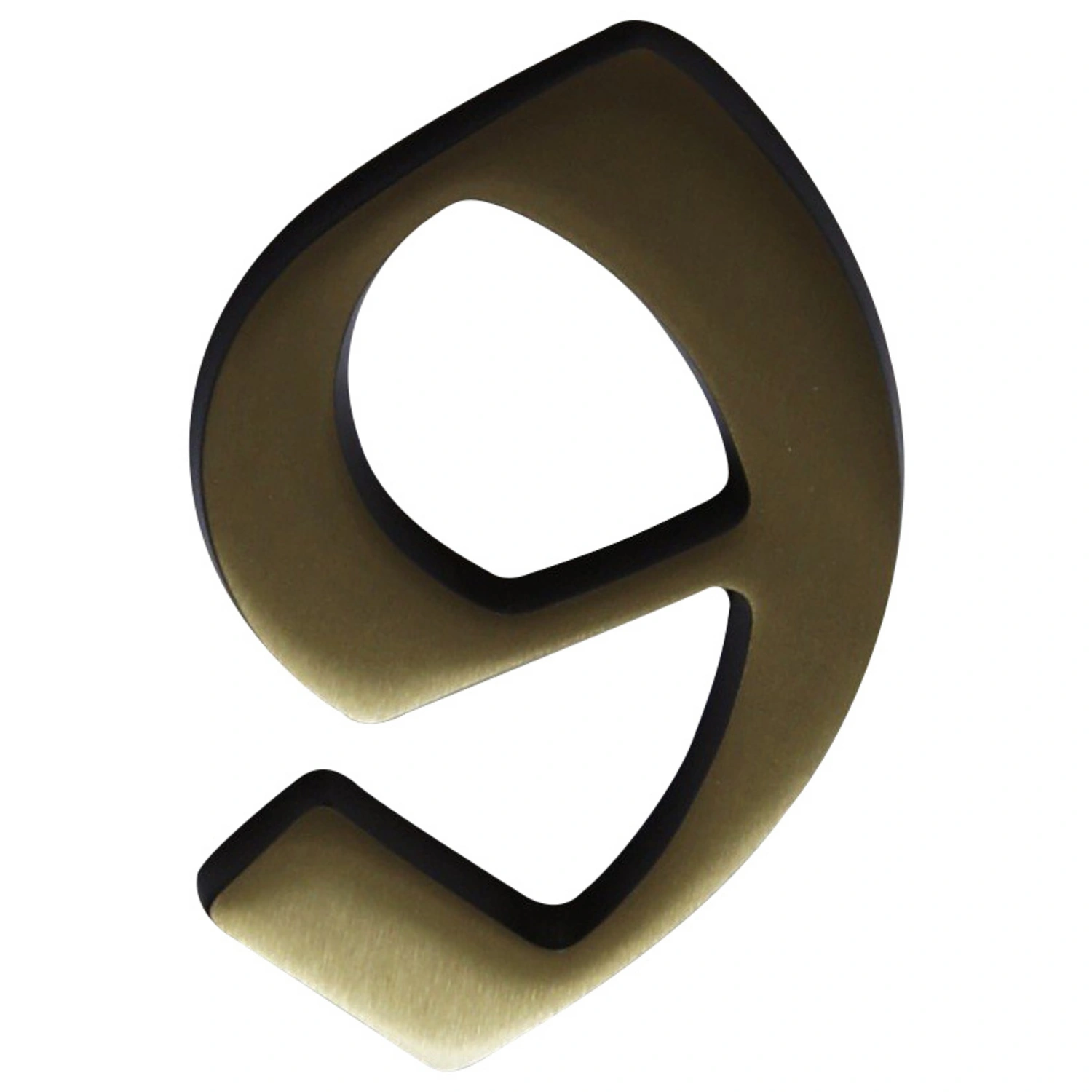 Hausnummer, 9, Braun, Messing, 11,7 x 17 x 1,8 cm