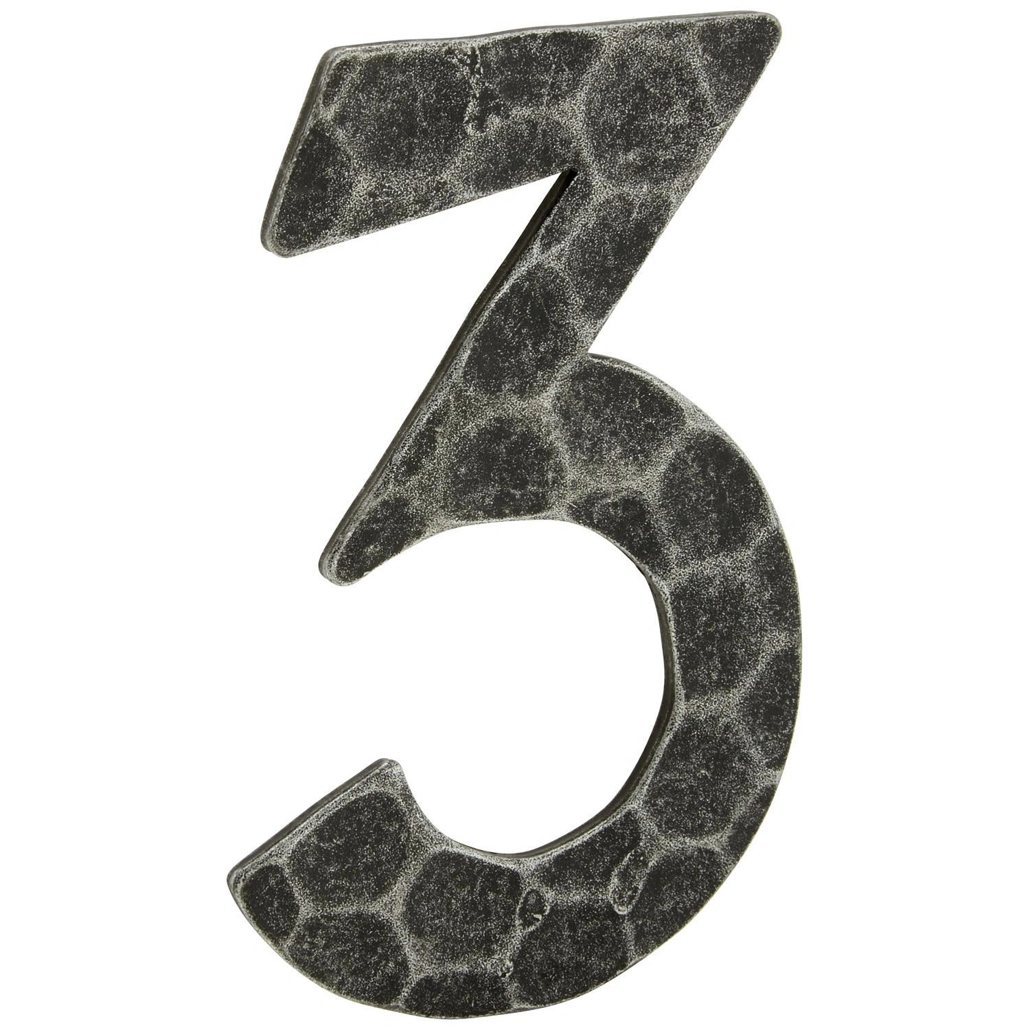 Hausnummer, Nr. 3, schwarz, Metall