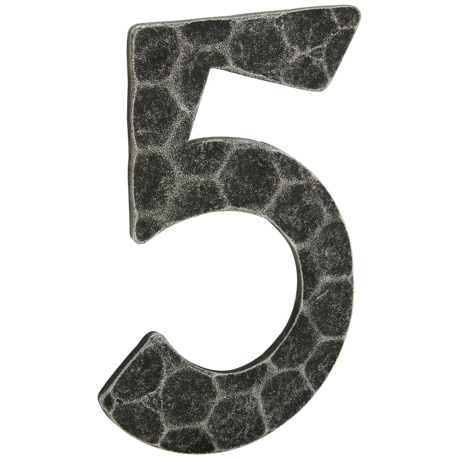 Hausnummer, Nr. 5, schwarz, Metall