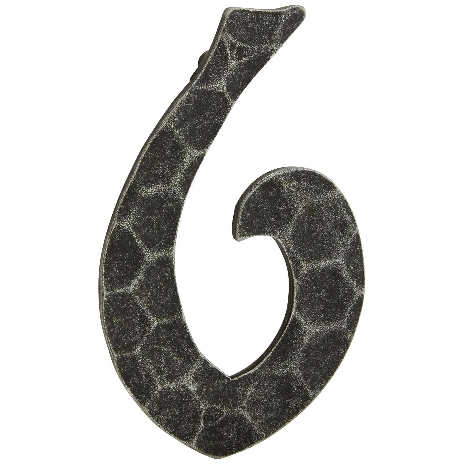 Hausnummer, Nr. 6, schwarz, Metall