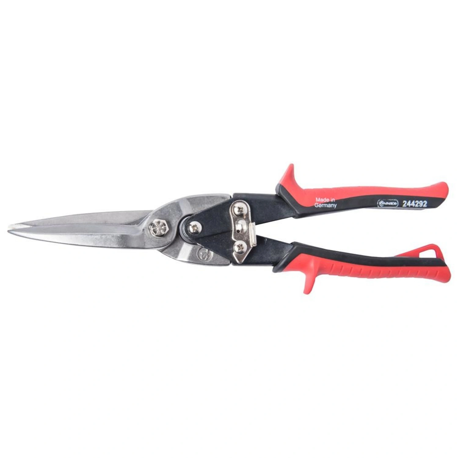 Hebelblechschere, Geradeschneidend, schwarz/rot, Metall/Kunststoff