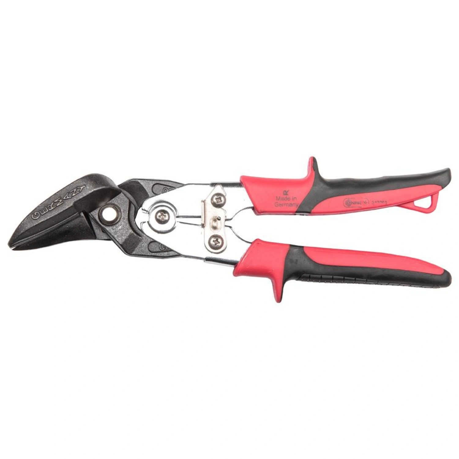Hebelblechschere, rechtsschneidend, rot/schwarz/silberfarben, Kunststoff/Metall