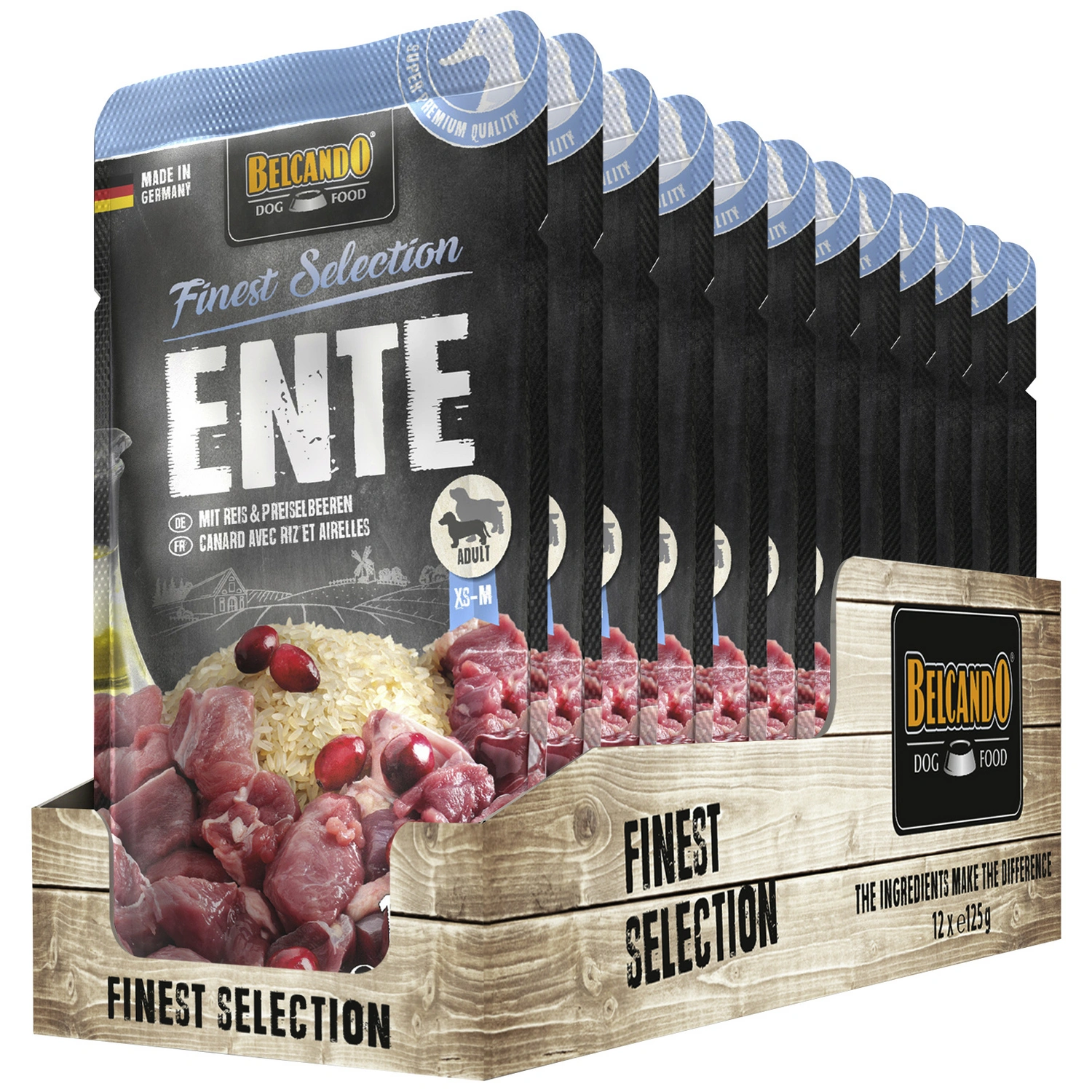 Hunde-Nassfutter, 125g, Ente/Lamm