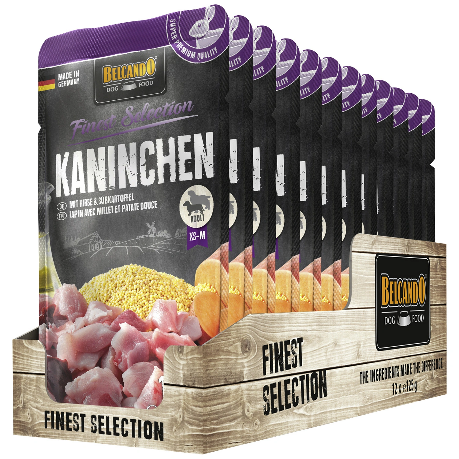 Hunde-Nassfutter, 125g, Kaninchen/Geflügel/Lamm