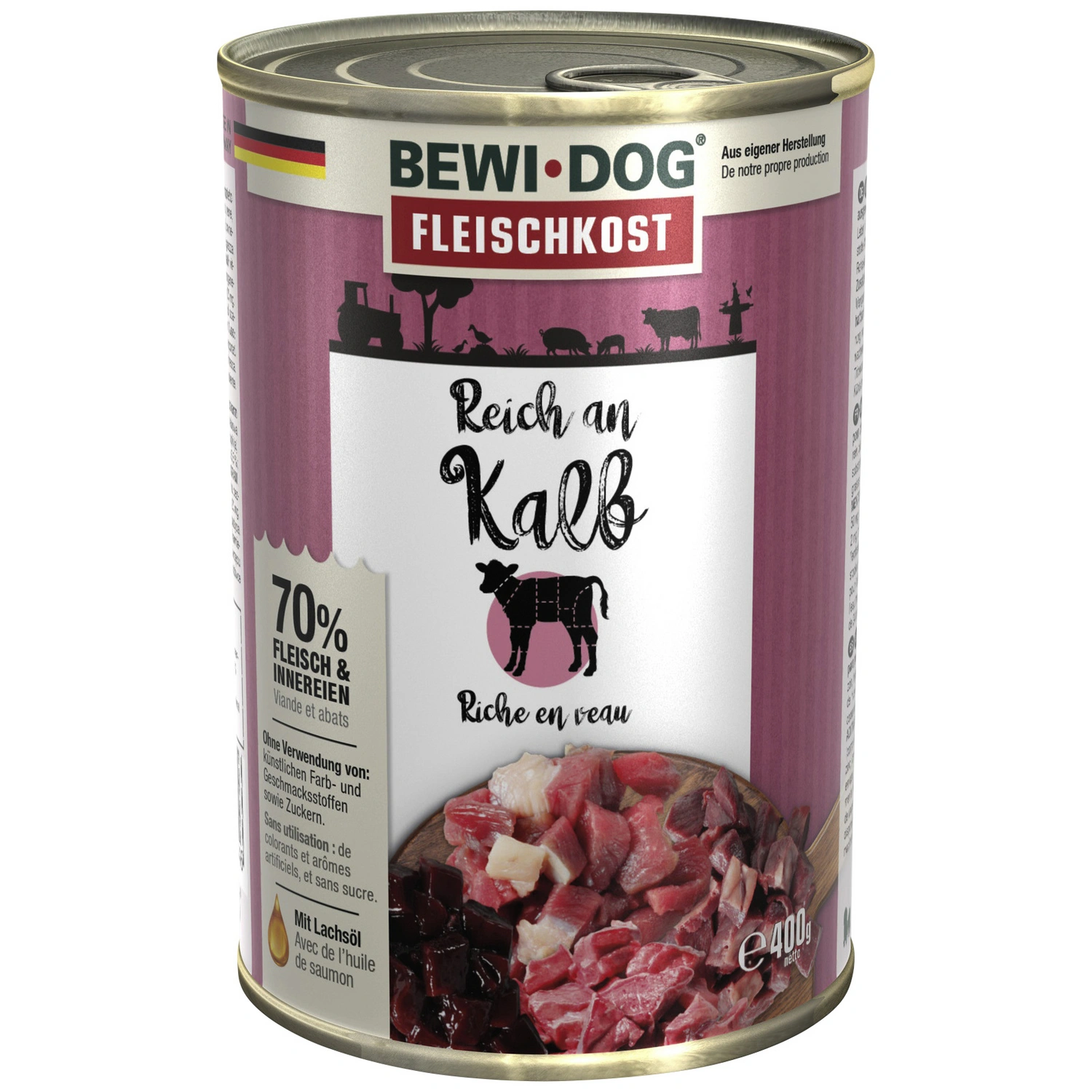 Hunde-Nassfutter, 400 g, Kalb