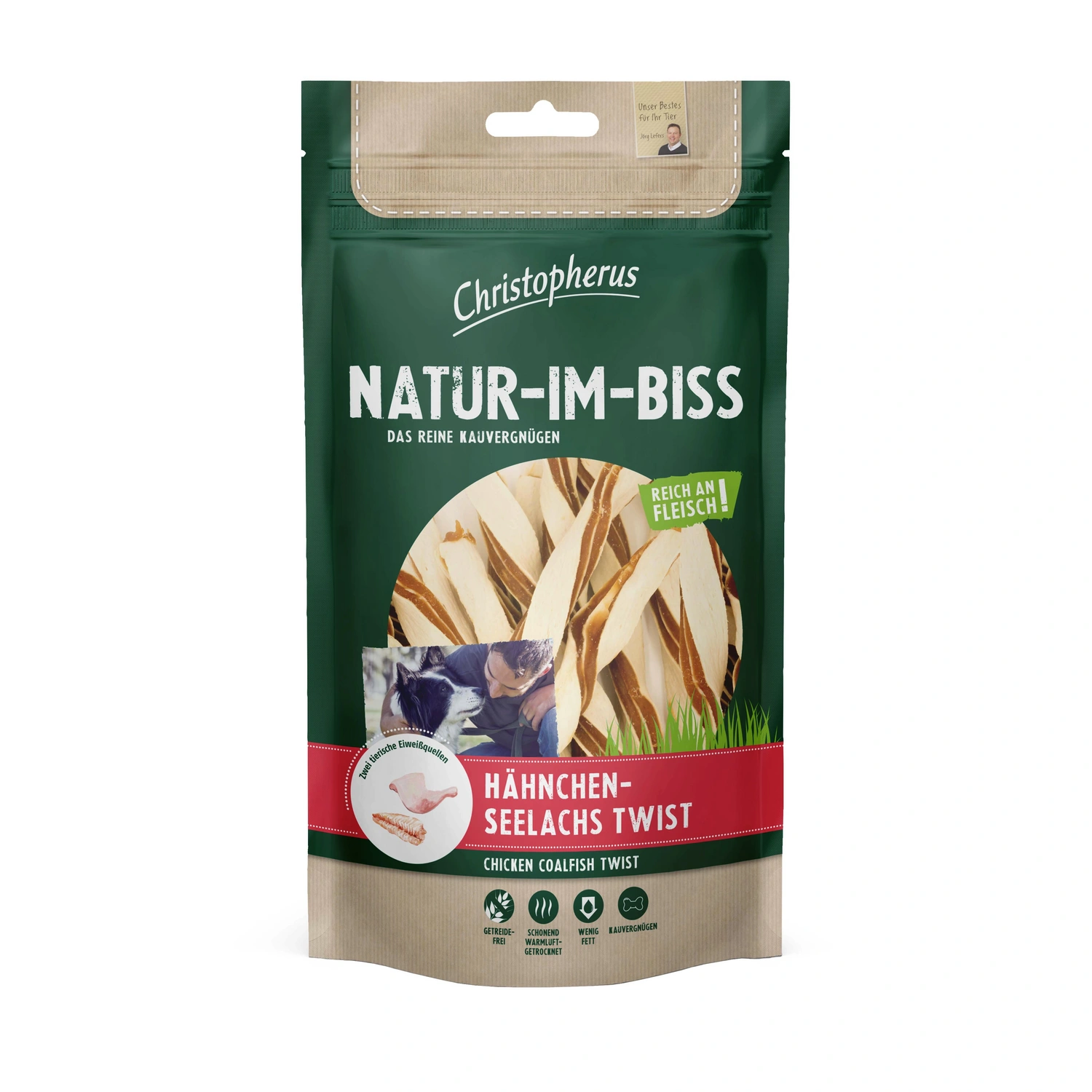Hundesnack »Natur-Im-Biss«, Hähnchen-SeeLachs-Twist, 70g