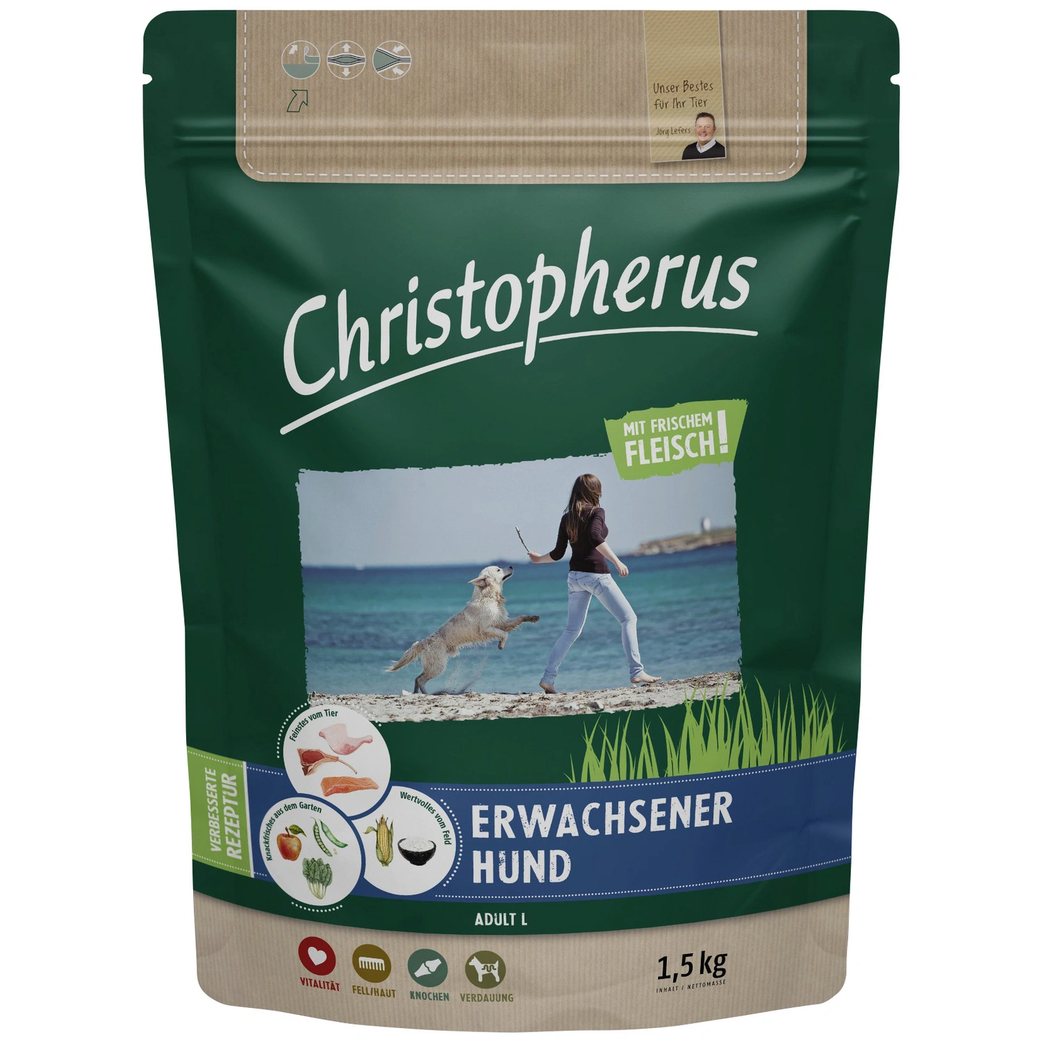 Hundetrockenfutter, 4 Beutel à 1500 g