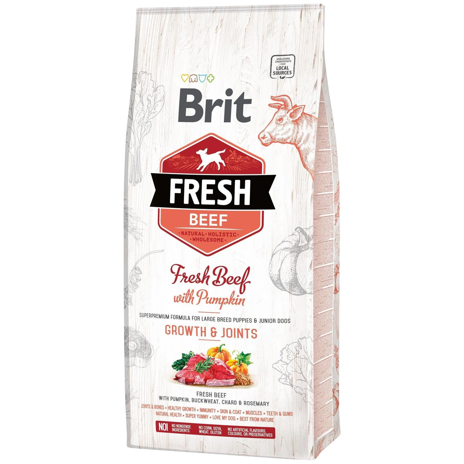 Hundetrockenfutter »Fresh Dog«, Growth & Joints, Rind / Kürbis, puppy & junior