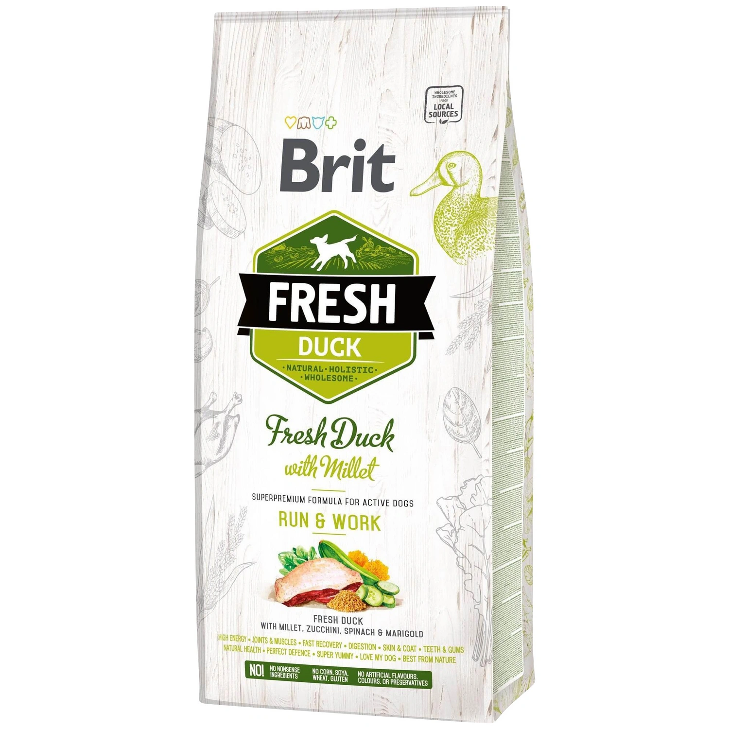 Hundetrockenfutter »Fresh Dog«, Run & Work, Ente / Hirse, adult