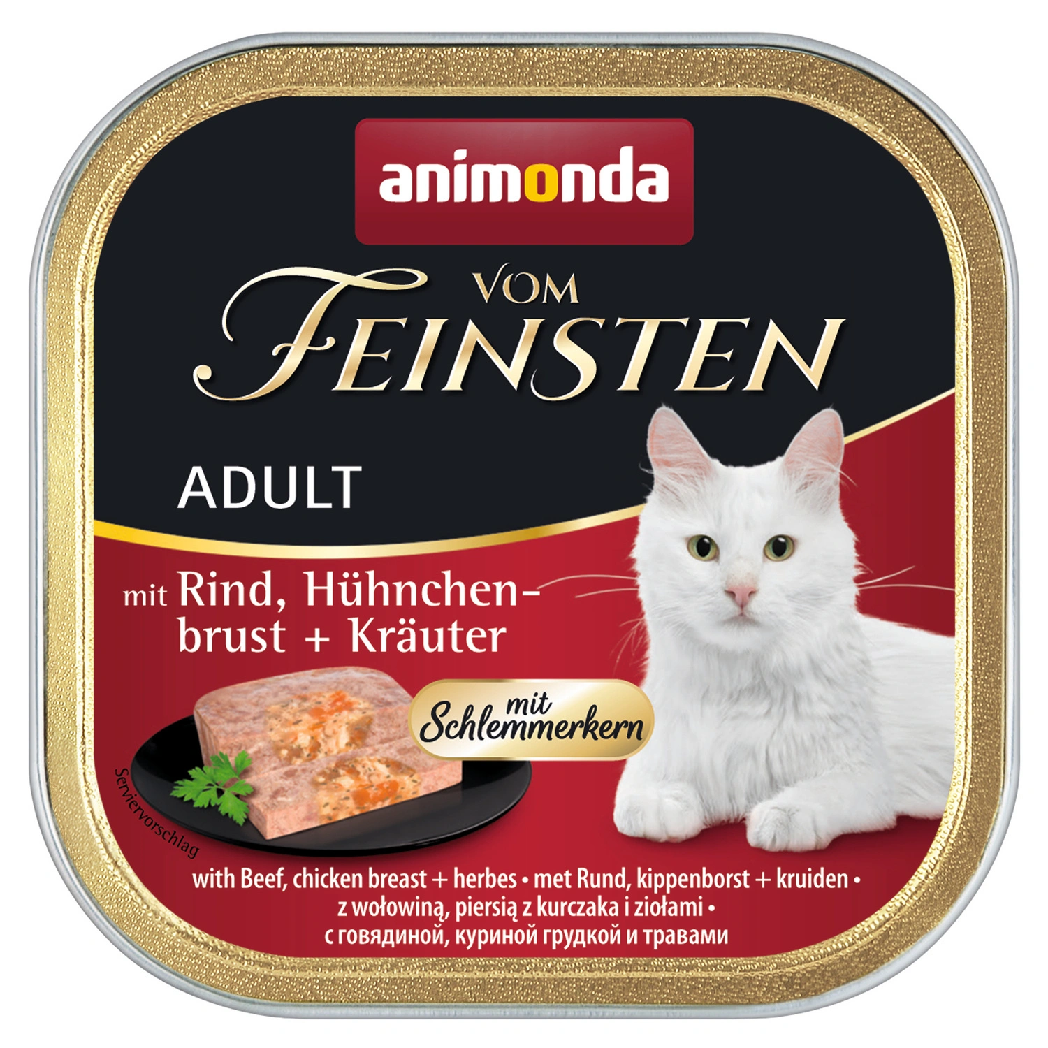 Katzen-Nassfutter, Kräuter/Rind/Hühnchen, 100 g