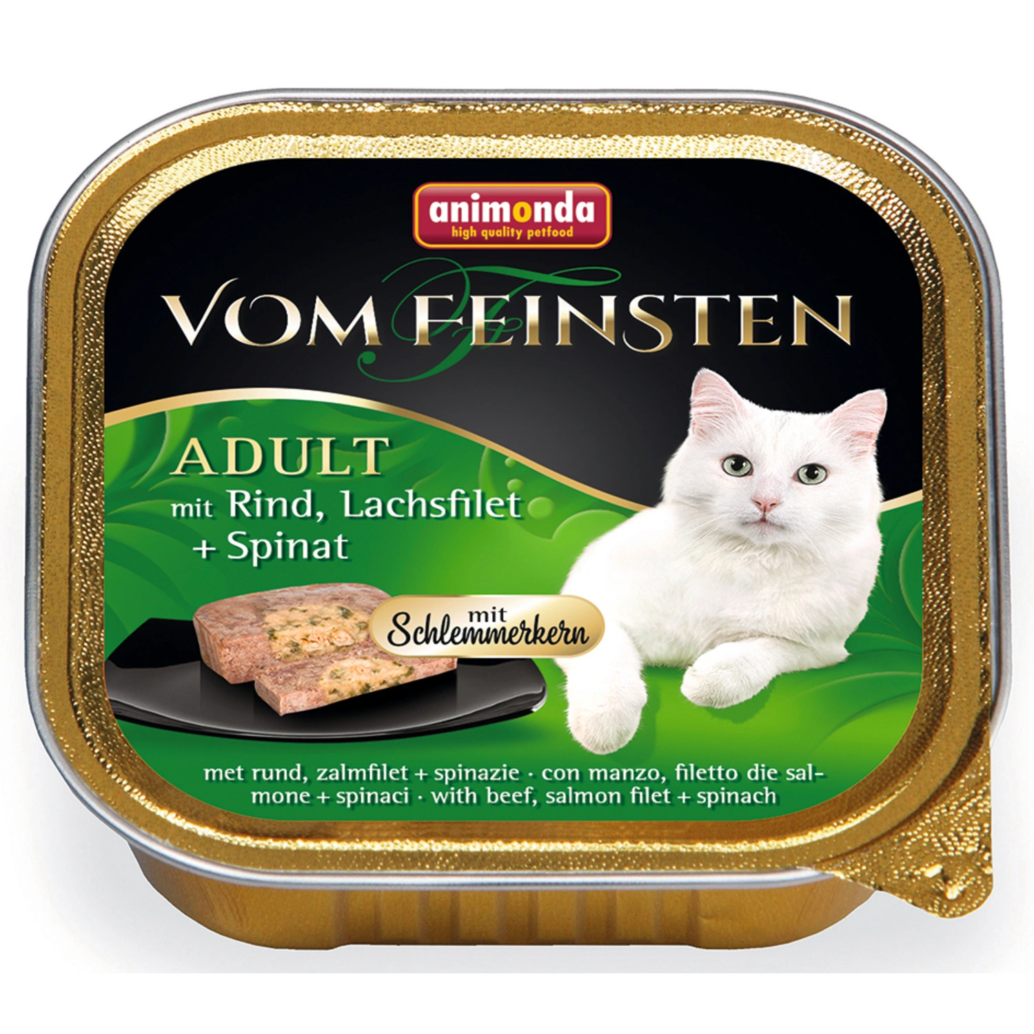 Katzen-Nassfutter, Rind/Lachs/Spinat, 100 g