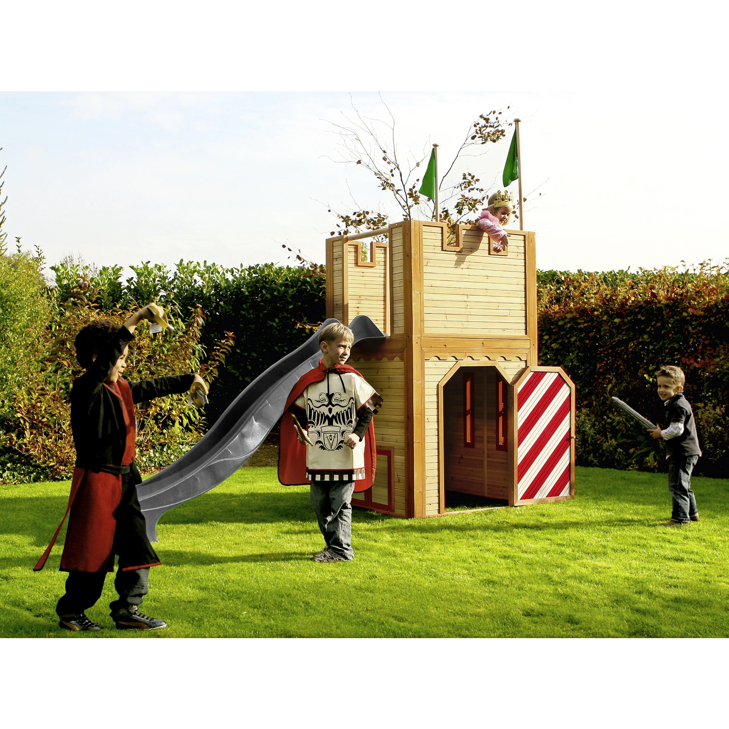 Spielturm »Arthur«, BxHxT: 319 x 195 x 110 cm, Holz, braun/rot/grau