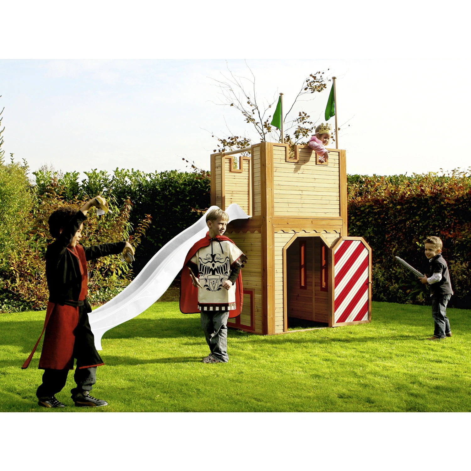 Spielturm »Arthur«, BxHxT: 319 x 195 x 110 cm, Holz, braun/rot/weiß