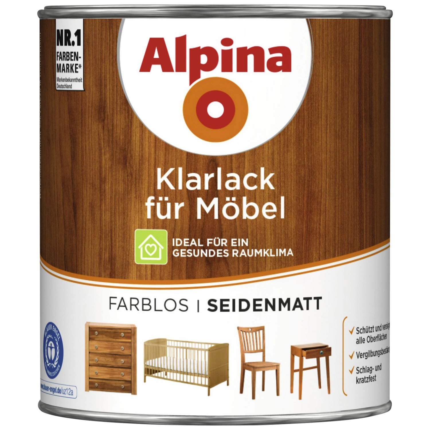 Klarlack, für innen, 0,75 l, farblos, seidenmatt