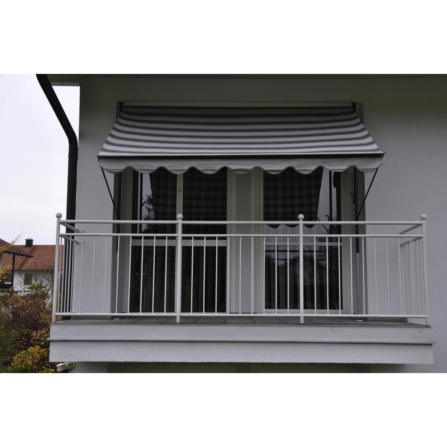 Klemmmarkise, BxT: 250×150 cm, grau/weiss gestreift