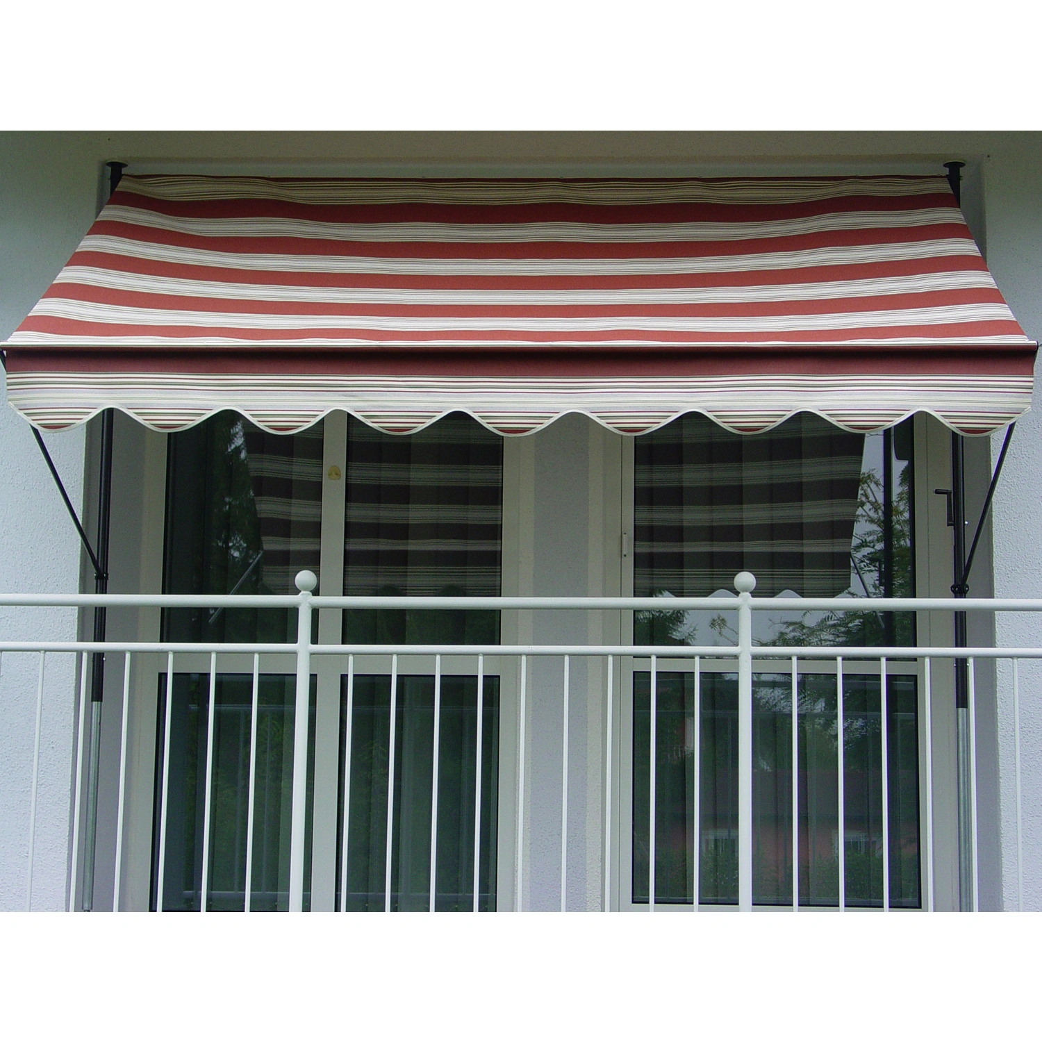 Klemmmarkise, BxT: 300×150 cm, rot/beige gestreift