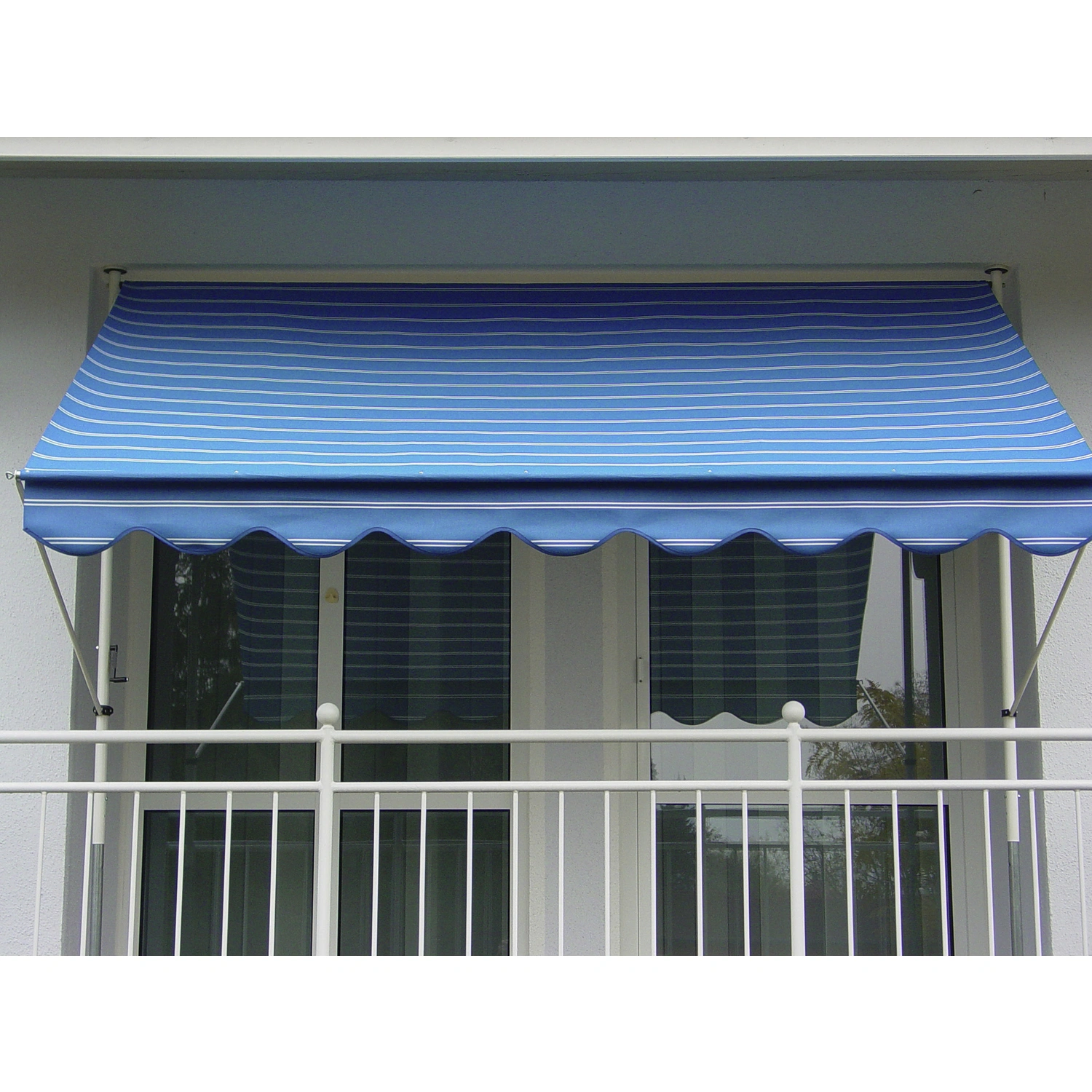Klemmmarkise, BxT: 400×150 cm, blau gestreift