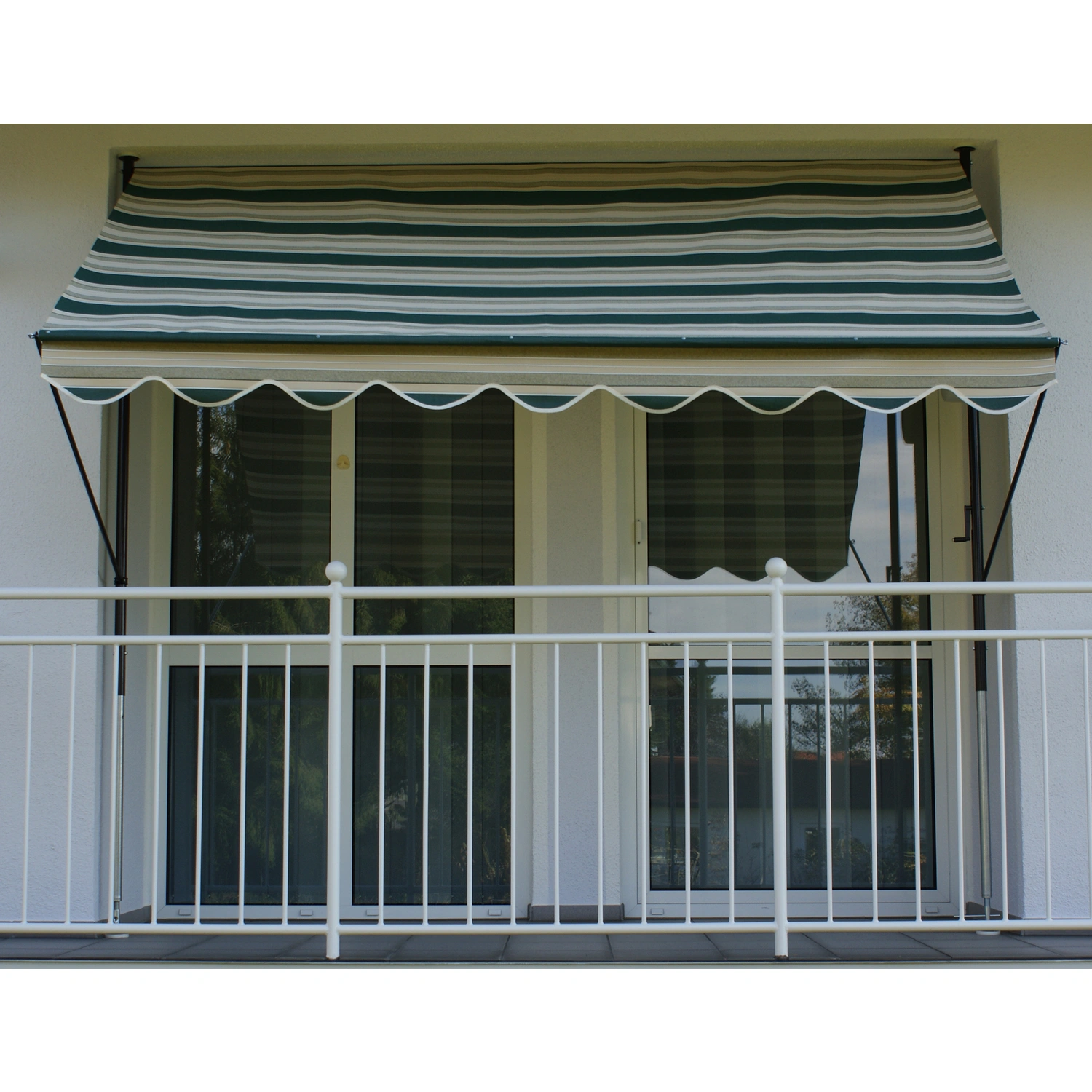 Klemmmarkise, BxT: 400×150 cm, weiss/gruen gestreift