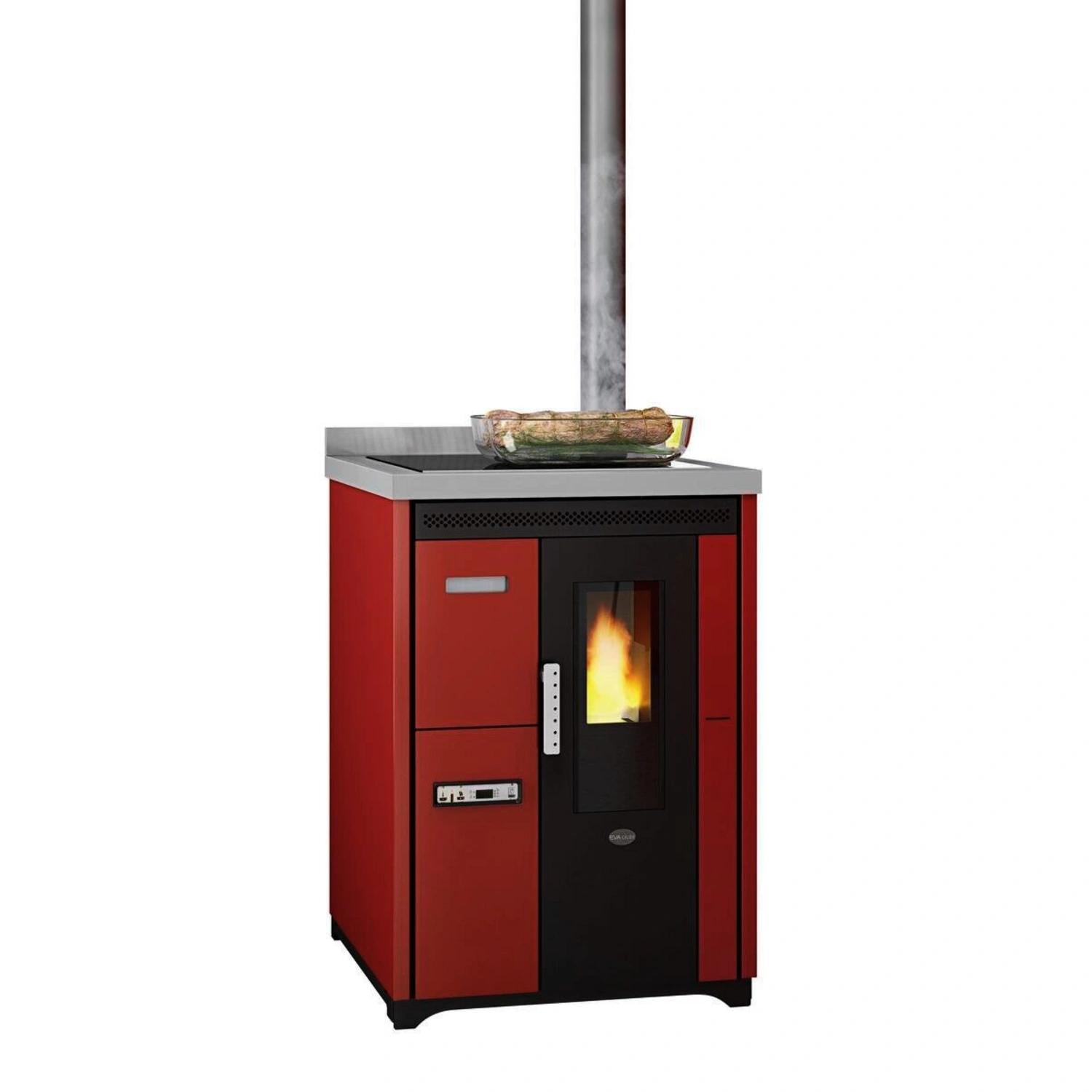 Küchenherd »Nina«, rot, Metall, 7,5 kW, Dauerbrand geeignet