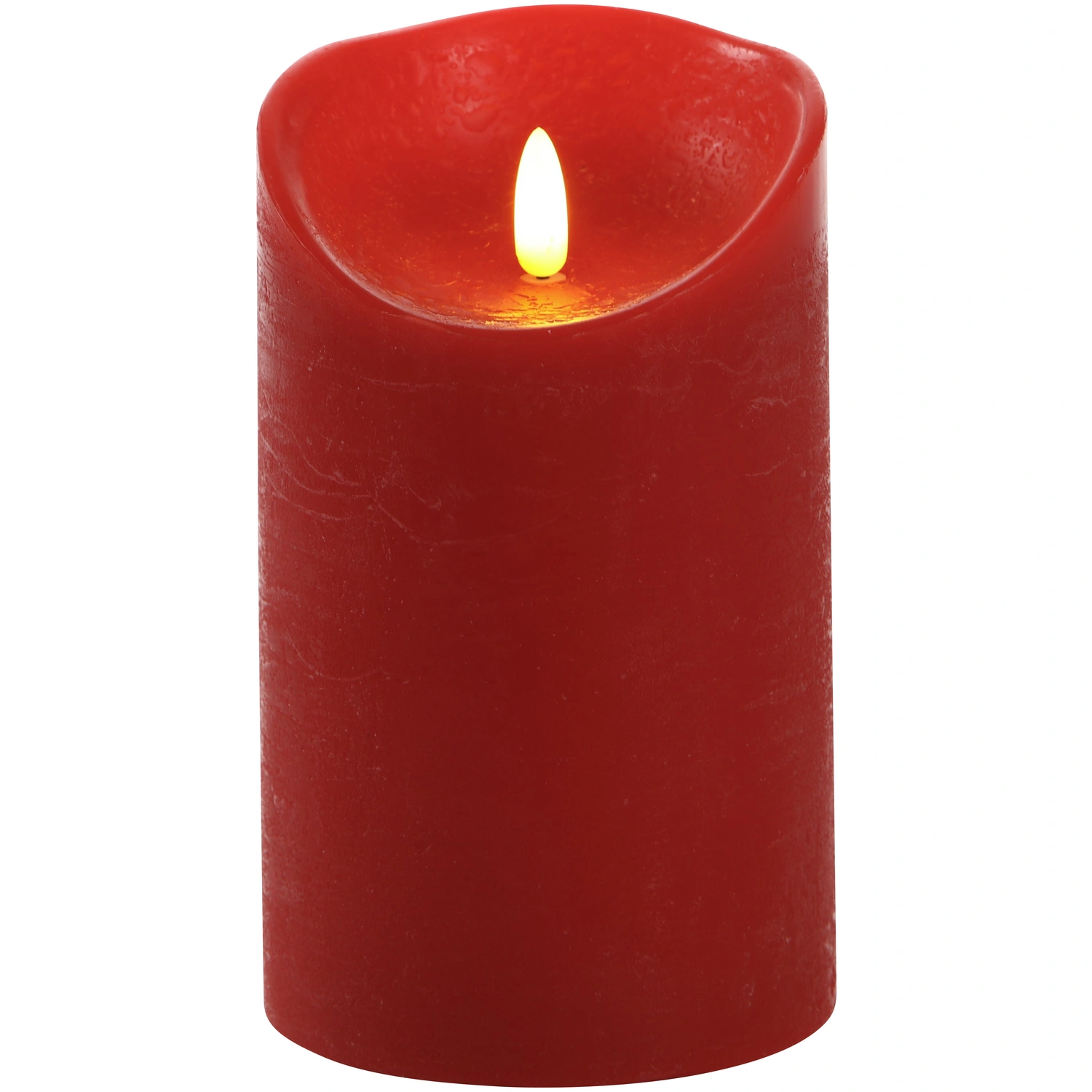 LED-Kerze »3D Rustic FLAME«, Ø 9 cm, rot, Timer