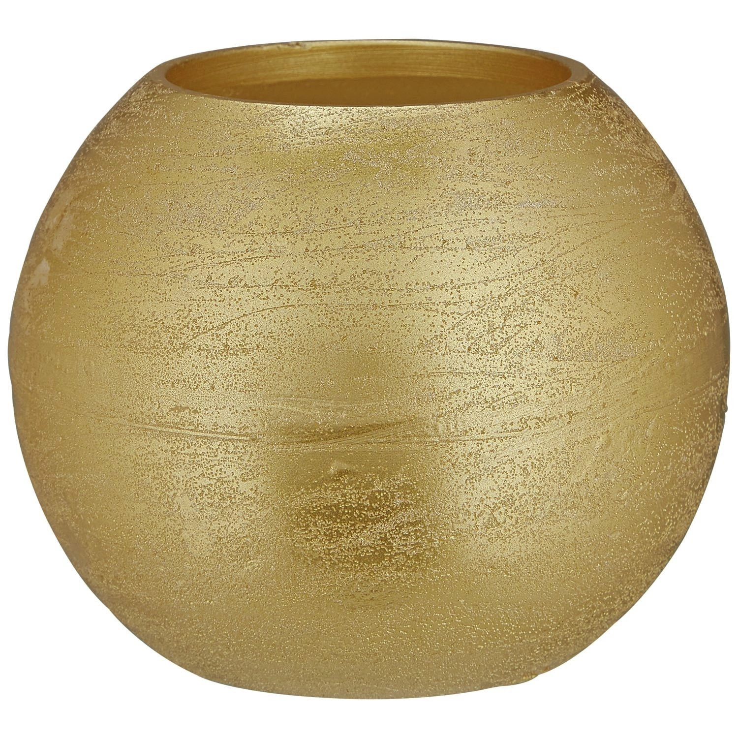 LED-Kerze »Rustic«, Ø 12 cm, goldfarben, Timerfunktion, 3D-Flacker-Effekt, Timer