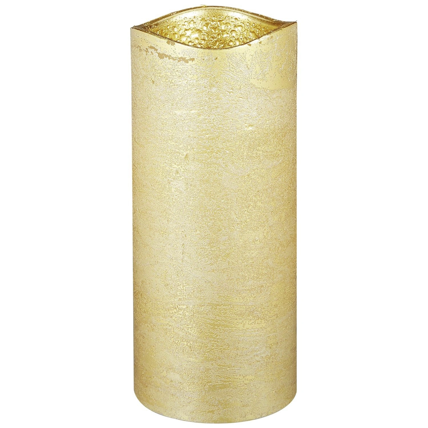 LED-Kerze »Rustic«, Ø 7,5 cm, goldfarben, Timerfunktion, 3D-Flacker-Effekt, Timer