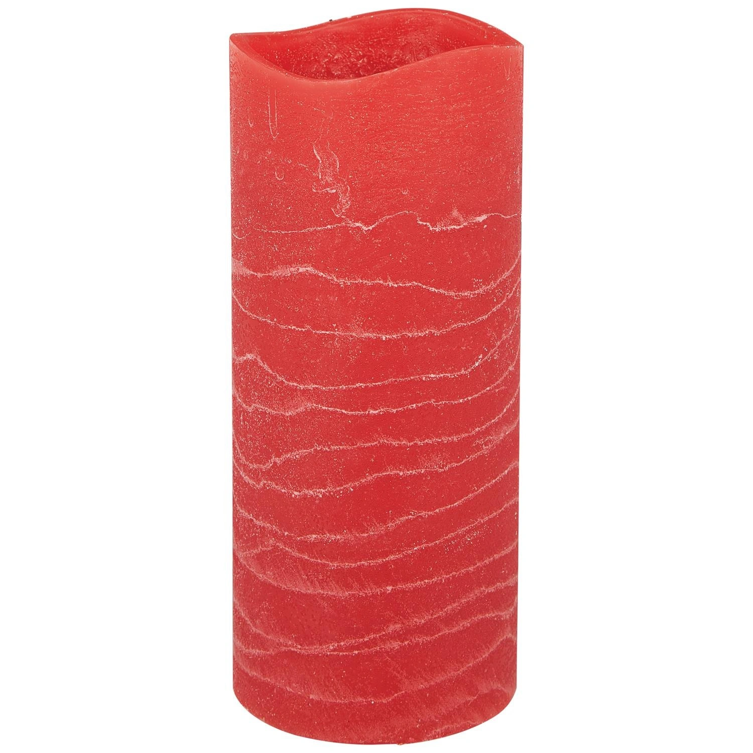 LED-Kerze »Rustic«, Ø 7,5 cm, rot, Timerfunktion, 3D-Flacker-Effekt, Timer