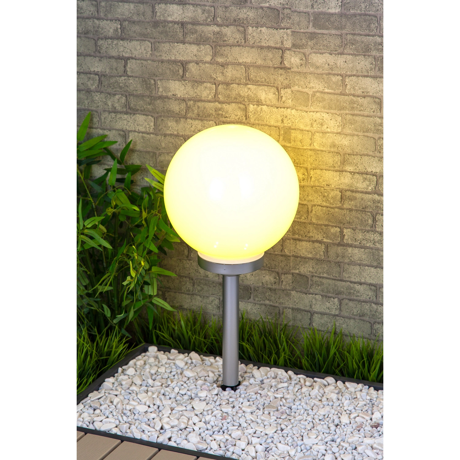 LED-Solarkugelleuchte »Marla«, ØxH: 25 x 61 cm, warmweiß, weiß/silber
