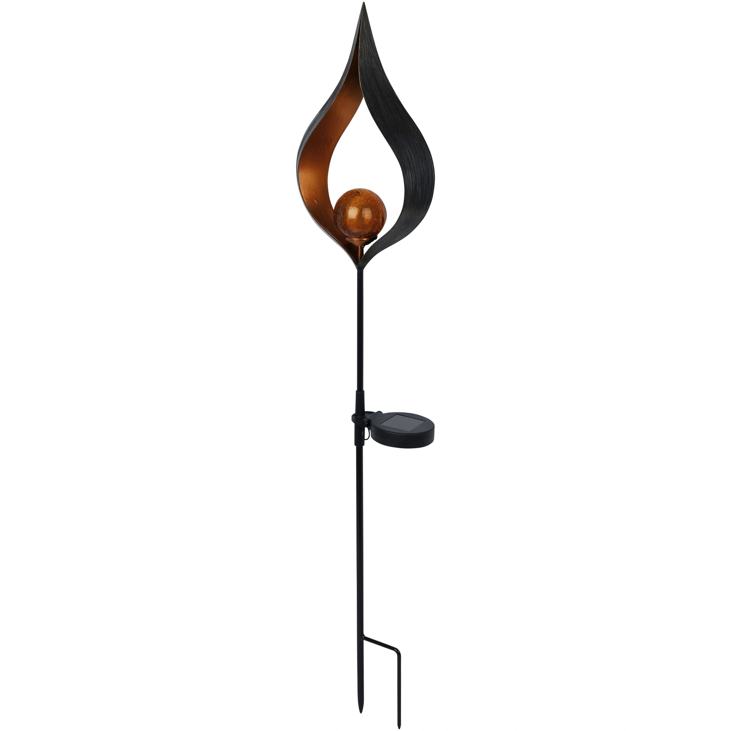 LED-Solarleuchte »Flame Svante 1«, H: 94 cm, schwarz, metall, inkl. Dämmerungssensor
