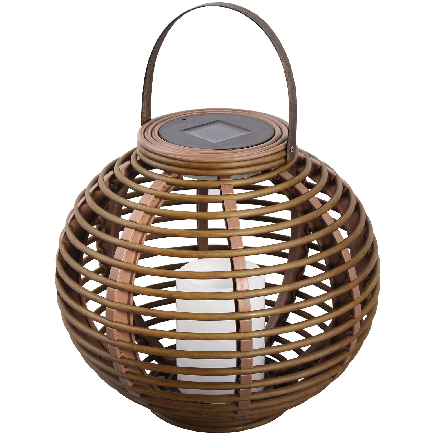 LED-Solarleuchte »Manila«, Ø: 23 cm, rund, Flackerlicht, taupe